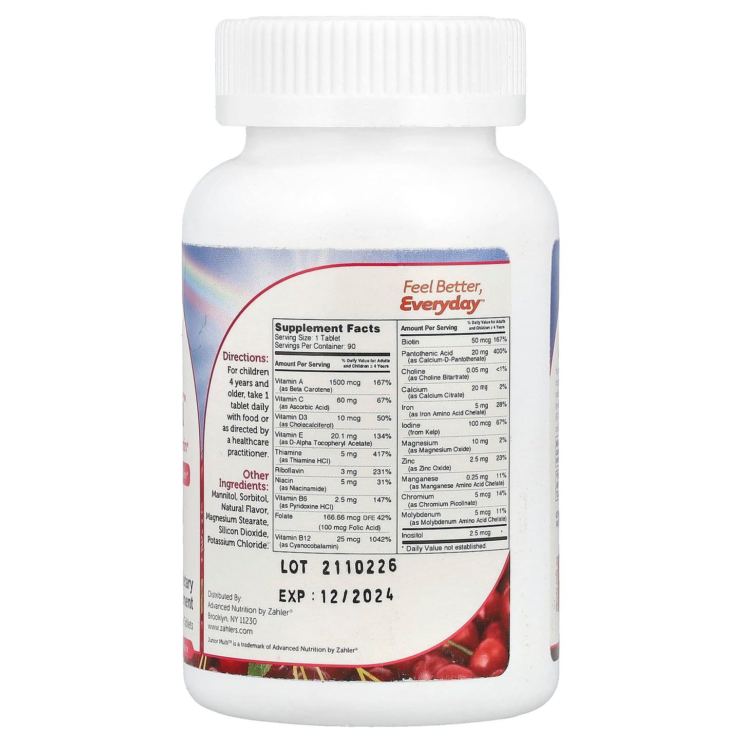 Zahler, Junior Multi™, Complete Once-Daily Multi-Vitamin, Natural Cherry, 90 Chewable Tablets - Image 2