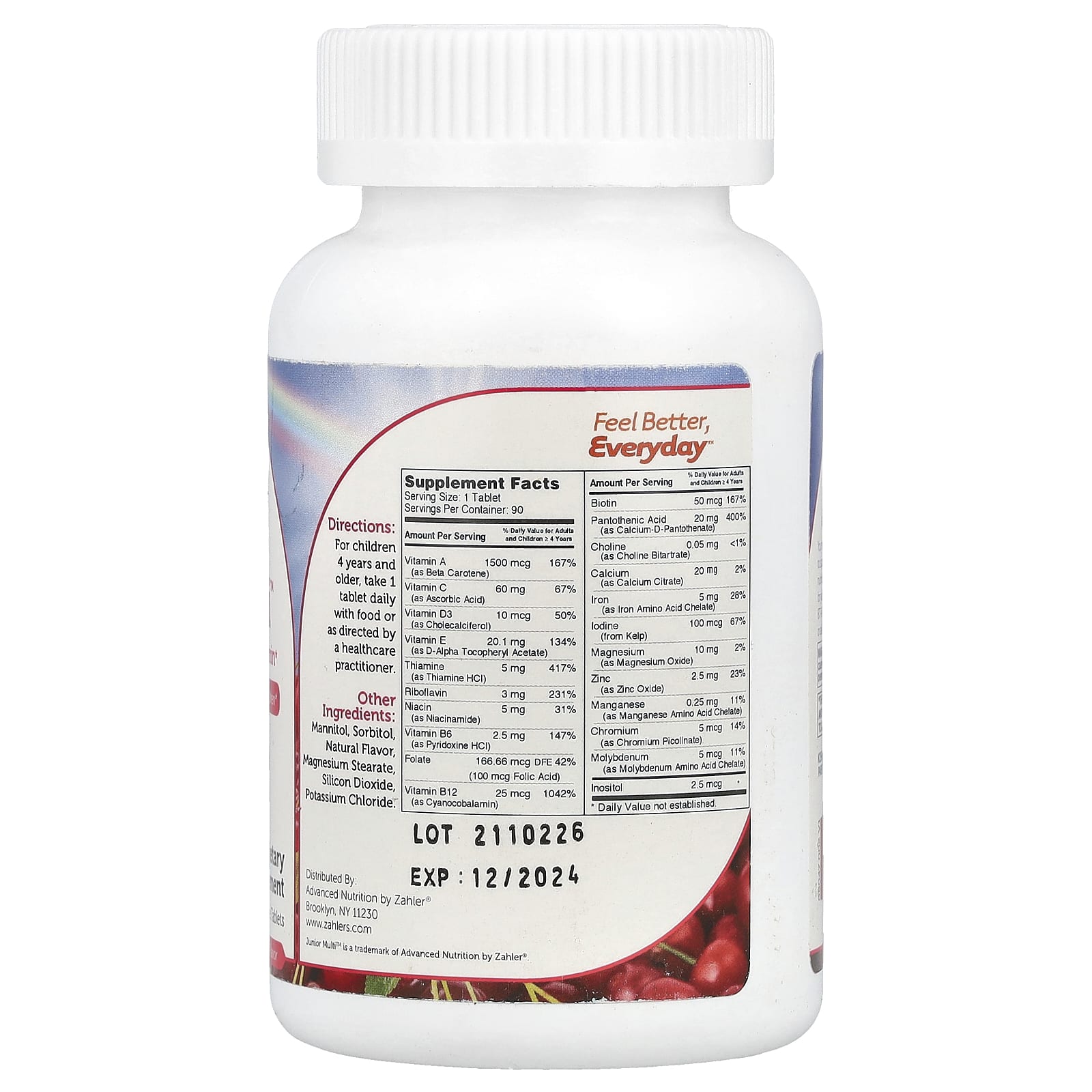 Zahler, Junior Multi™, Complete Once-Daily Multi-Vitamin, Natural Cherry, 90 Chewable Tablets - Image 2