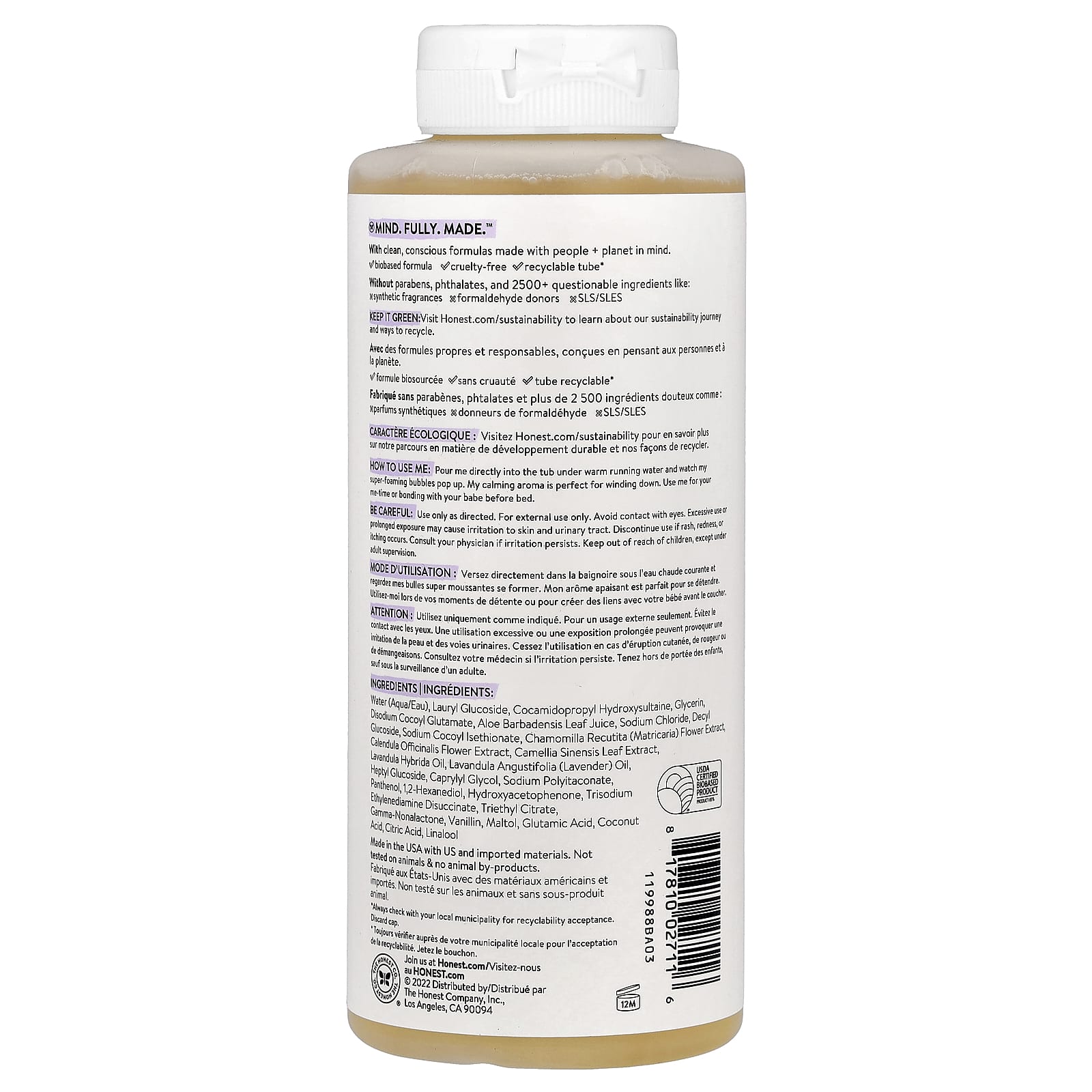 The Honest Company, Calm™ Bubble Bath, Lavender, 12 fl oz (355 ml) - Image 2