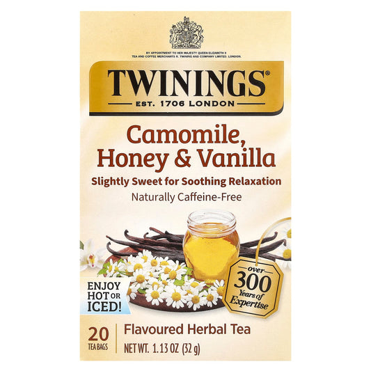 Twinings, Flavored Herbal Tea, Camomile, Honey & Vanilla, Caffeine-Free, 20 Tea Bags, 1.13 oz (32 g) - Image 1