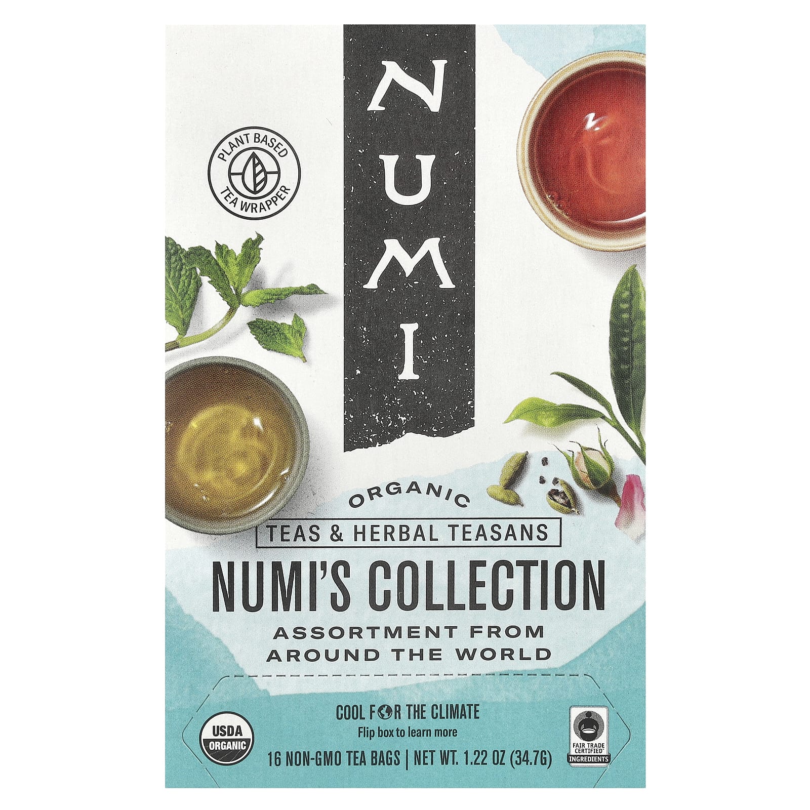 Numi Tea, Organic Teas & Herbal Teasans, Numi's Collection, 16 Non-GMO Tea Bags, 1.22 oz (34.7 g) - Image 1