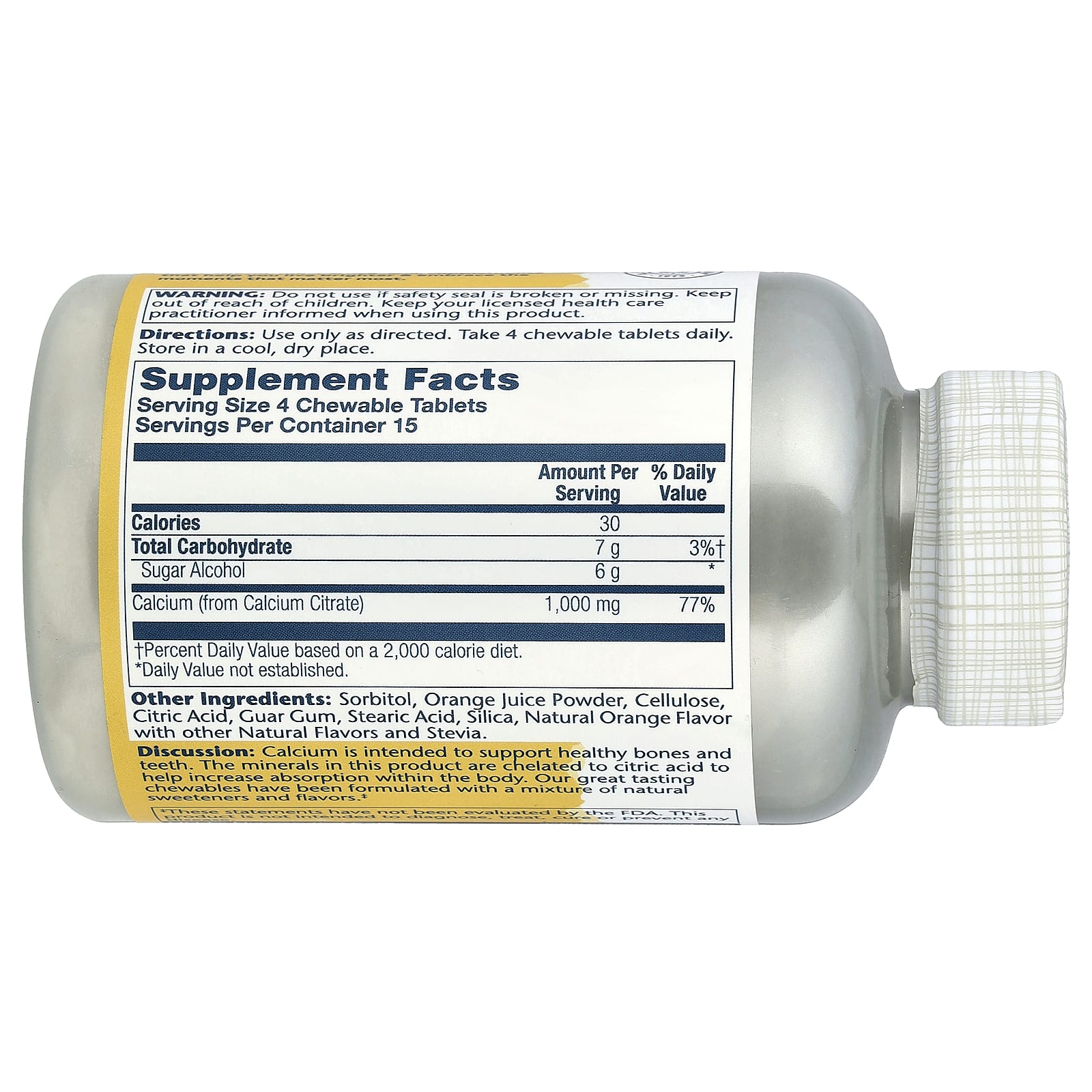Solaray, Calcium Citrate Chewables, Natural Orange, 60 Chewables - Image 2