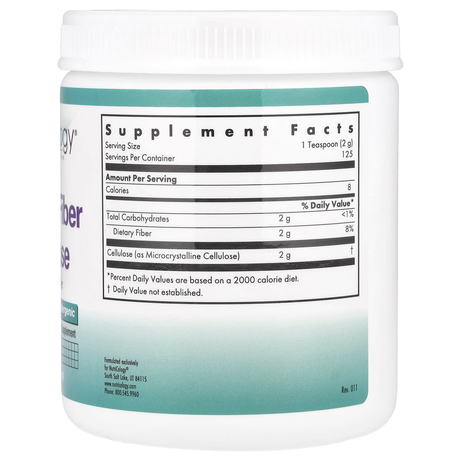 Nutricology, Dietary Fiber Cellulose, 8.8 oz (250 g) - Image 2