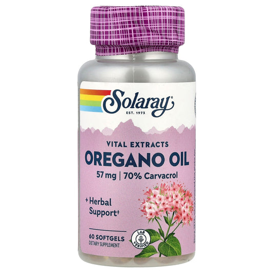 Solaray, Vital Extracts, Oregano Oil, 57 mg, 60 Softgels - Image 1