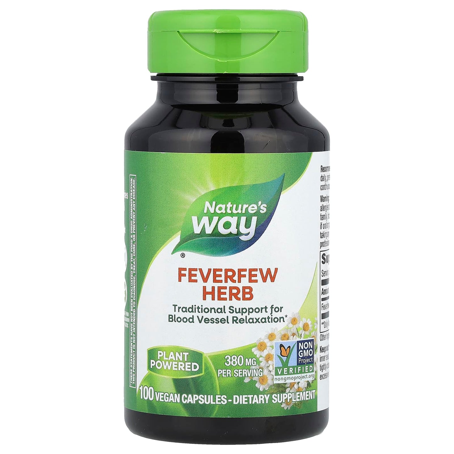 Nature's Way, Feverfew Herb, 380 mg, 100 Vegan Capsules - Image 1