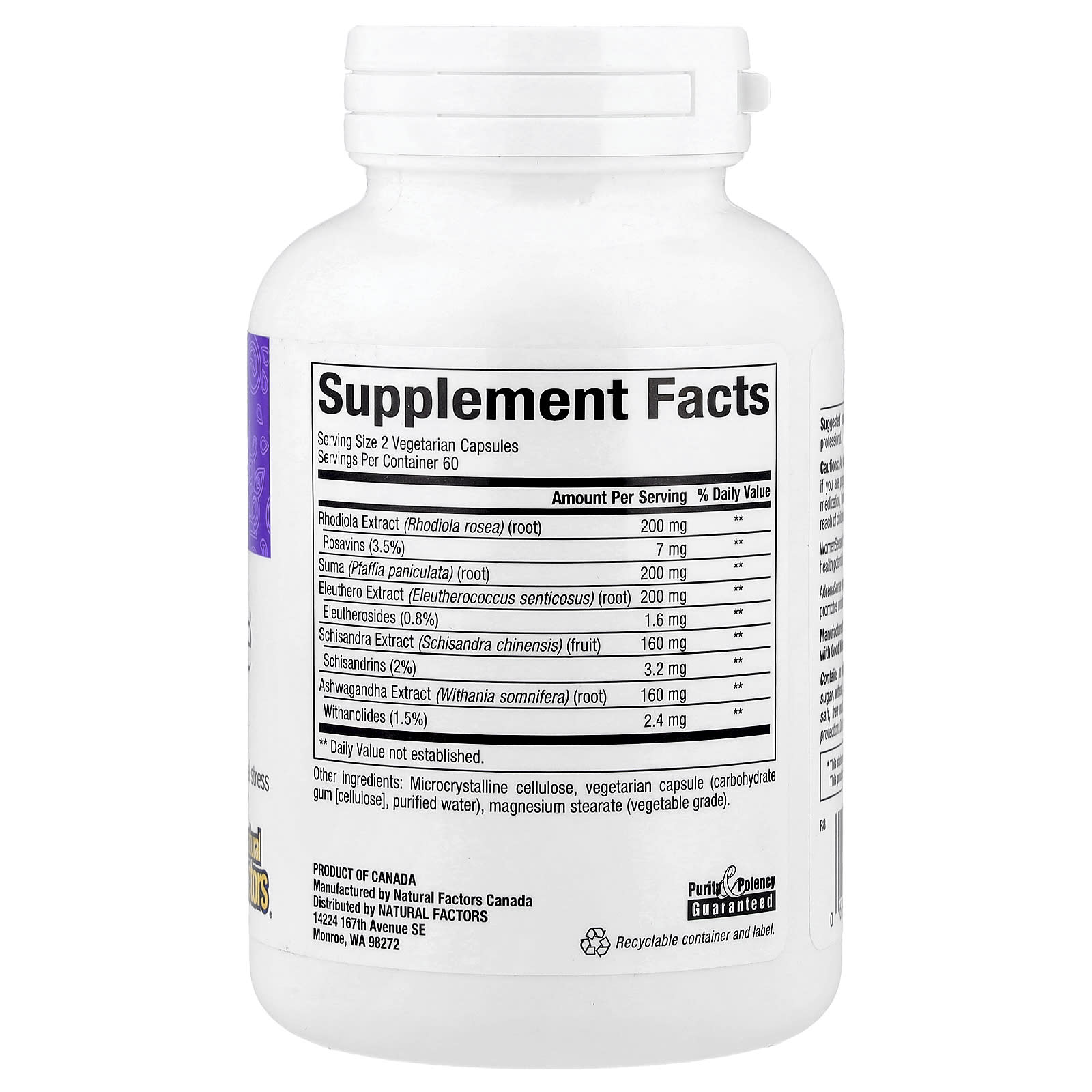 Natural Factors, WomenSense®, AdrenaSense®, Adrenal Formula, 120 Vegetarian Capsules - Image 2