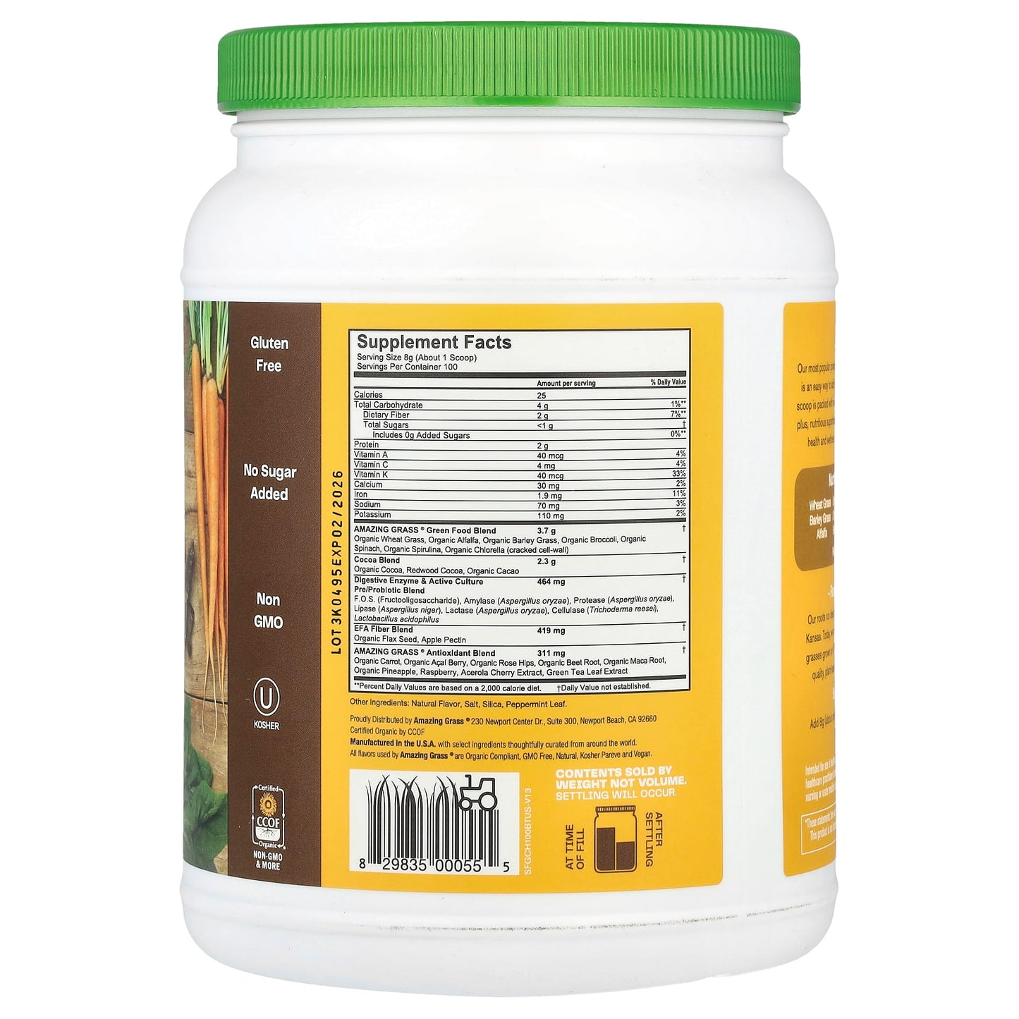 Amazing Grass Greens Blend Superfood Chocolate Powder 1.76 lb - Image 2