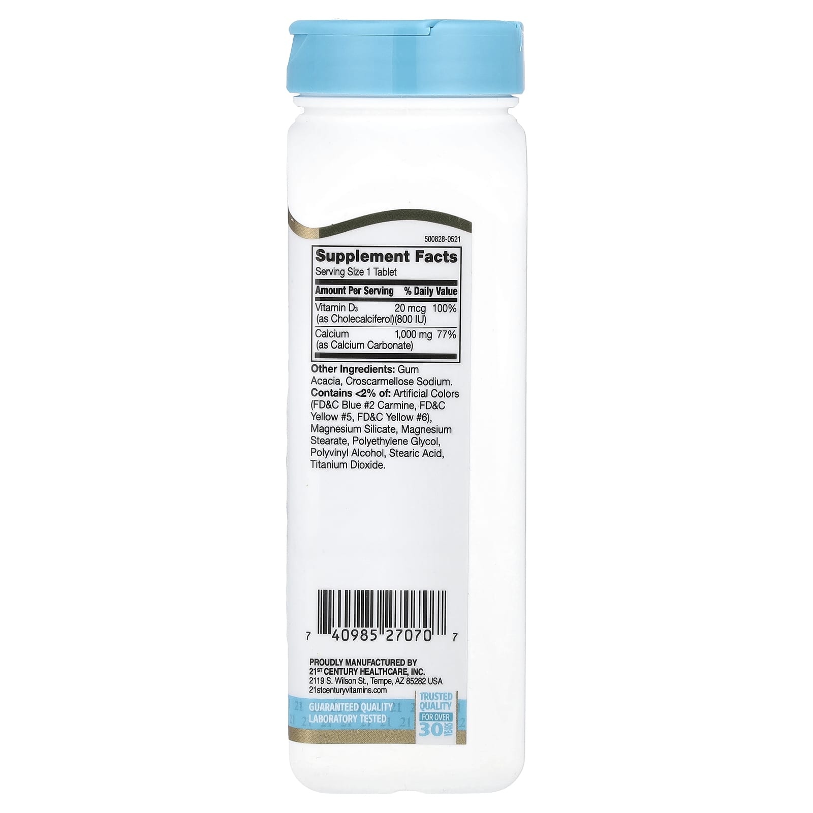 21st Century Calcium Plus D3 Bone Health Supplement 90 Tablets - Image 2