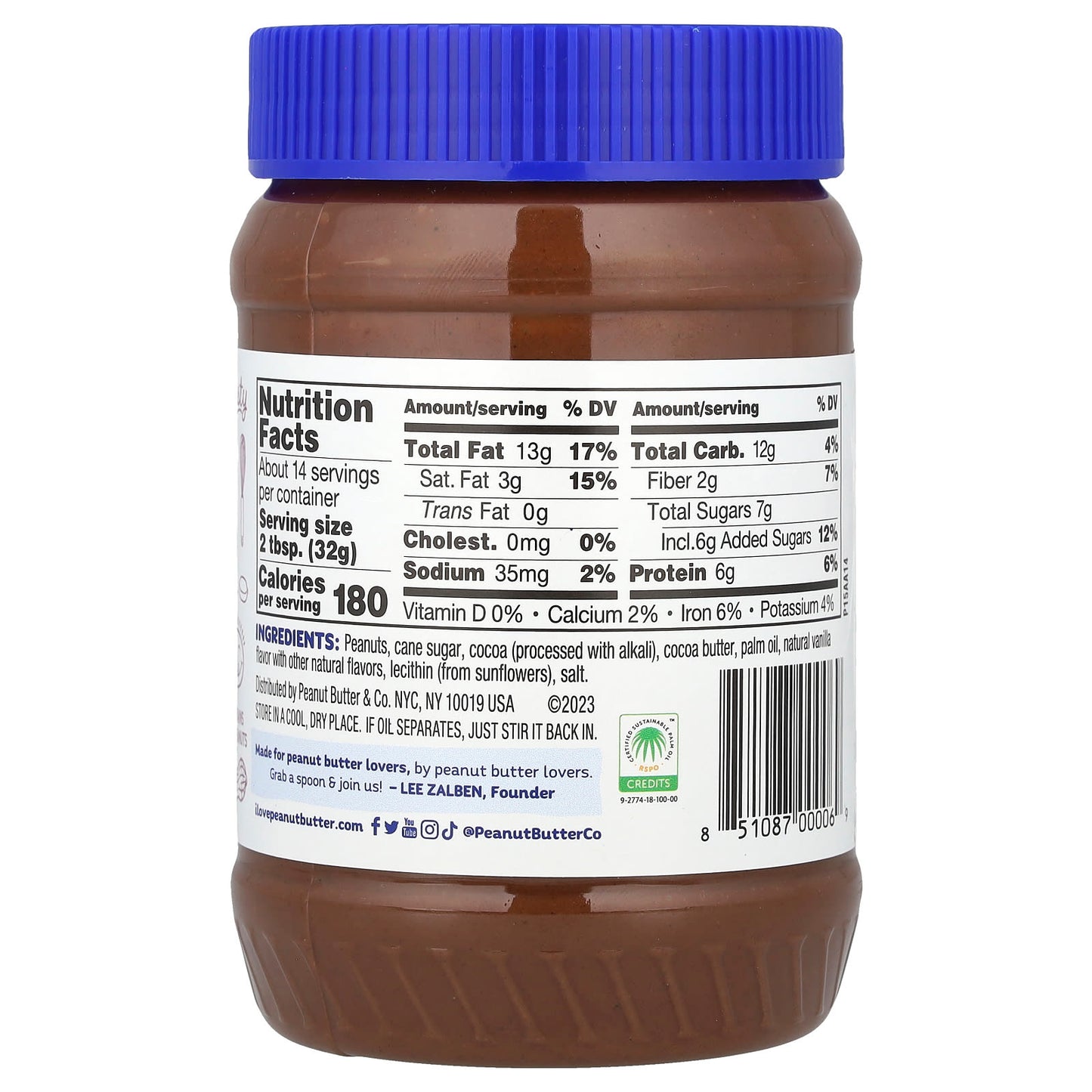 Peanut Butter & Co., Peanut Butter Spread, Dark Chocolatey Dreams®, 16 oz (454 g) - Image 2