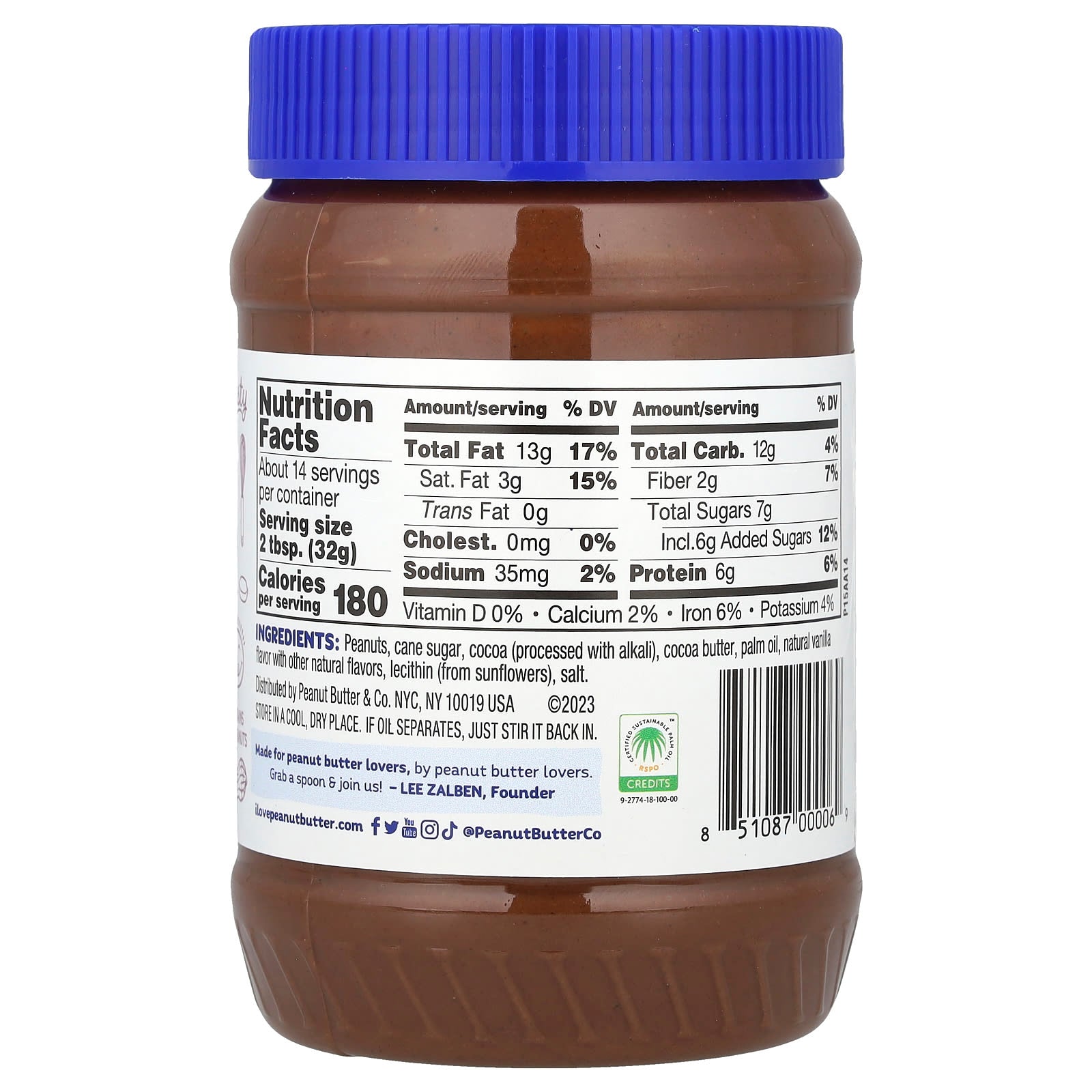 Peanut Butter & Co., Peanut Butter Spread, Dark Chocolatey Dreams®, 16 oz (454 g) - Image 2