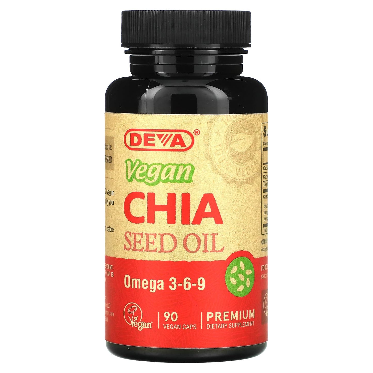 Premium Vegan Chia Seed Oil Supplement for Omega 3-6-9 - 90 Capsules - Image 1