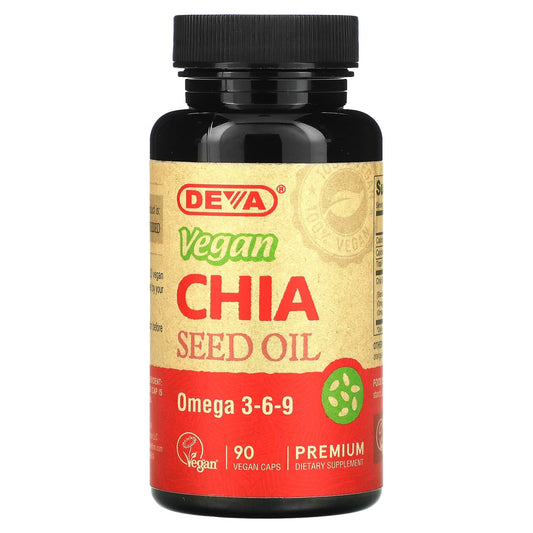 Premium Vegan Chia Seed Oil Supplement for Omega 3-6-9 - 90 Capsules - Image 1