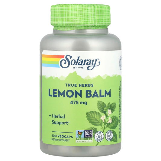 Solaray, True Herbs, Lemon Balm, 475 mg, 100 VegCaps - Image 1