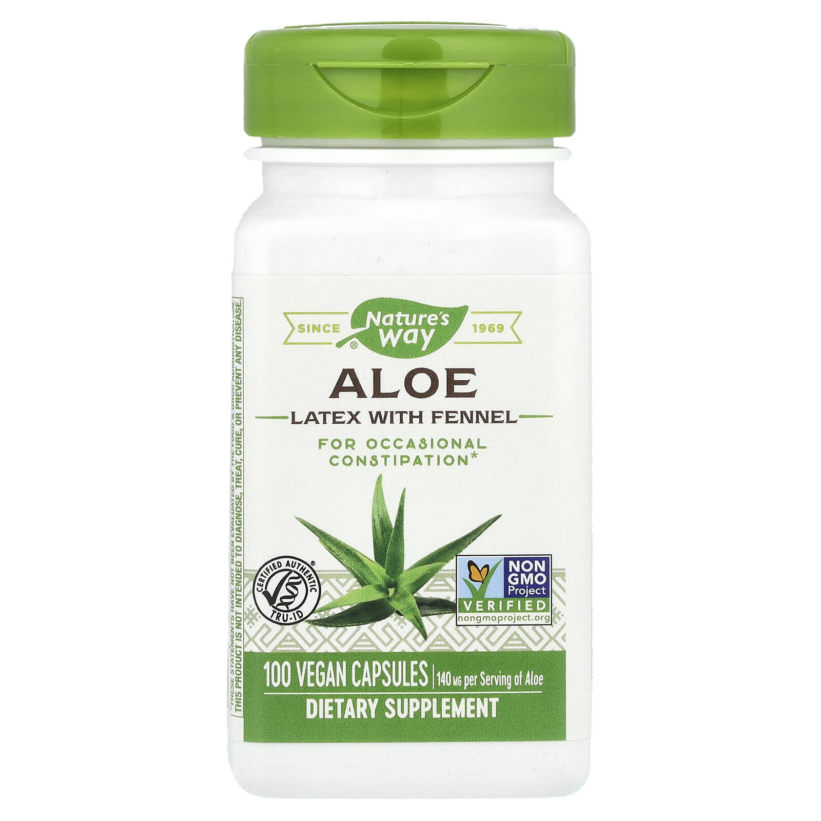 Nature's Way, Aloe Latex with Fennel, 100 Vegan Capsules - Image 1