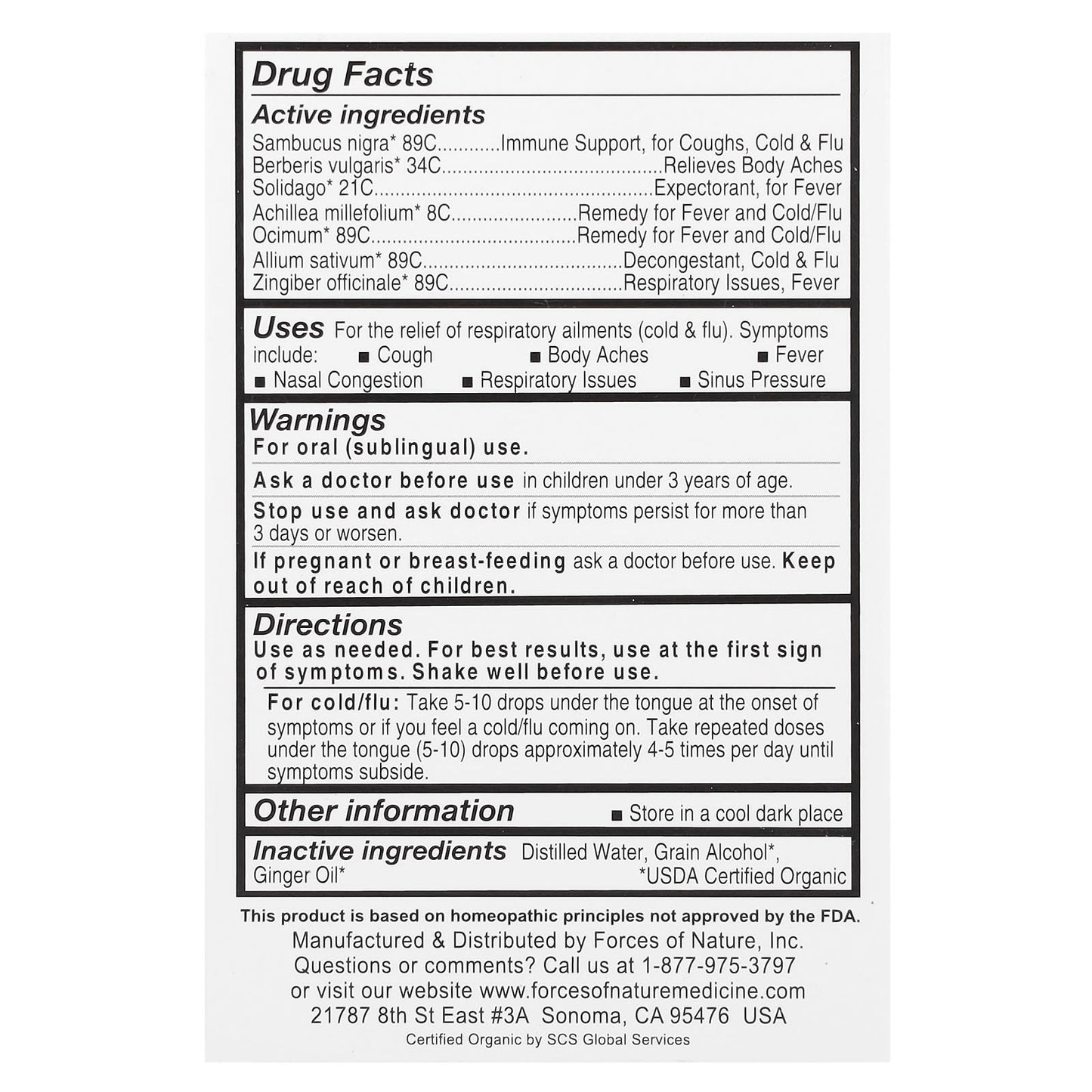 Forces of Nature Organic Cold & Flu Relief 0.34 fl oz - Image 2