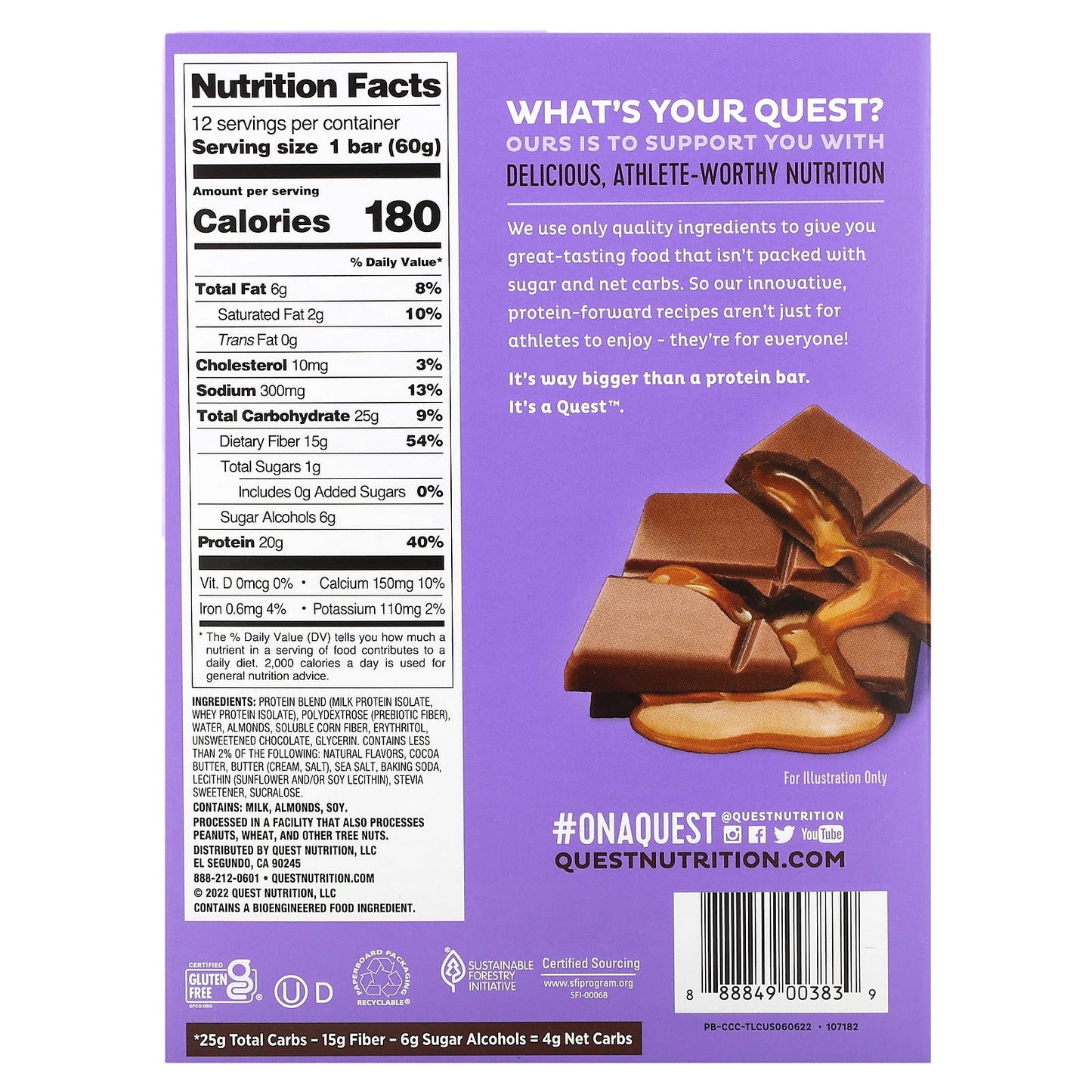 Quest Nutrition, Protein Bar, Caramel Chocolate Chunk, 12 Bars, 2.12 oz (60 g) Each - Image 2