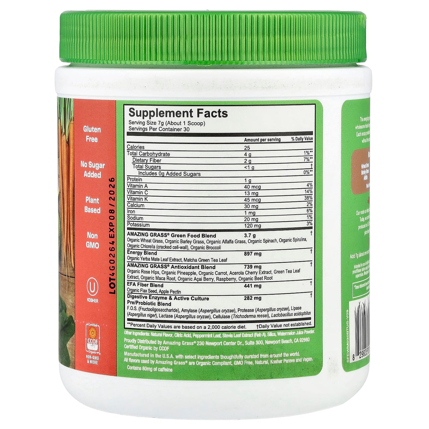 Amazing Grass Greens Blend with Energy and Caffeine - Watermelon 7.4 oz - Image 2