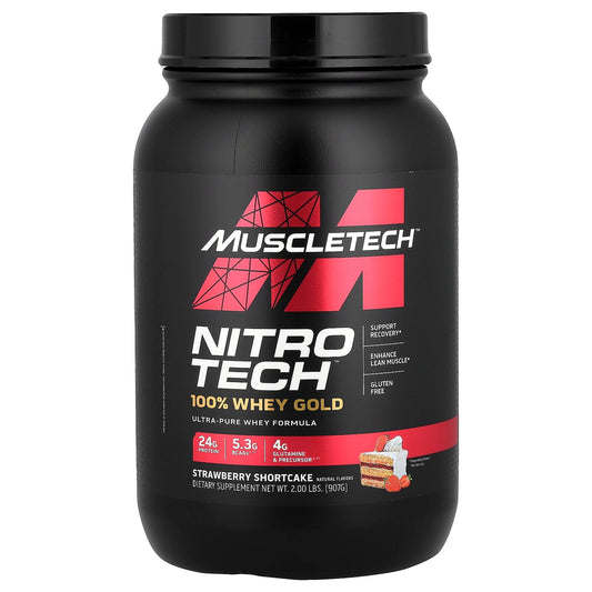 MuscleTech, Nitro-Tech® 100% Whey Gold, Strawberry Shortcake, 2 lbs (907 g) - Image 1