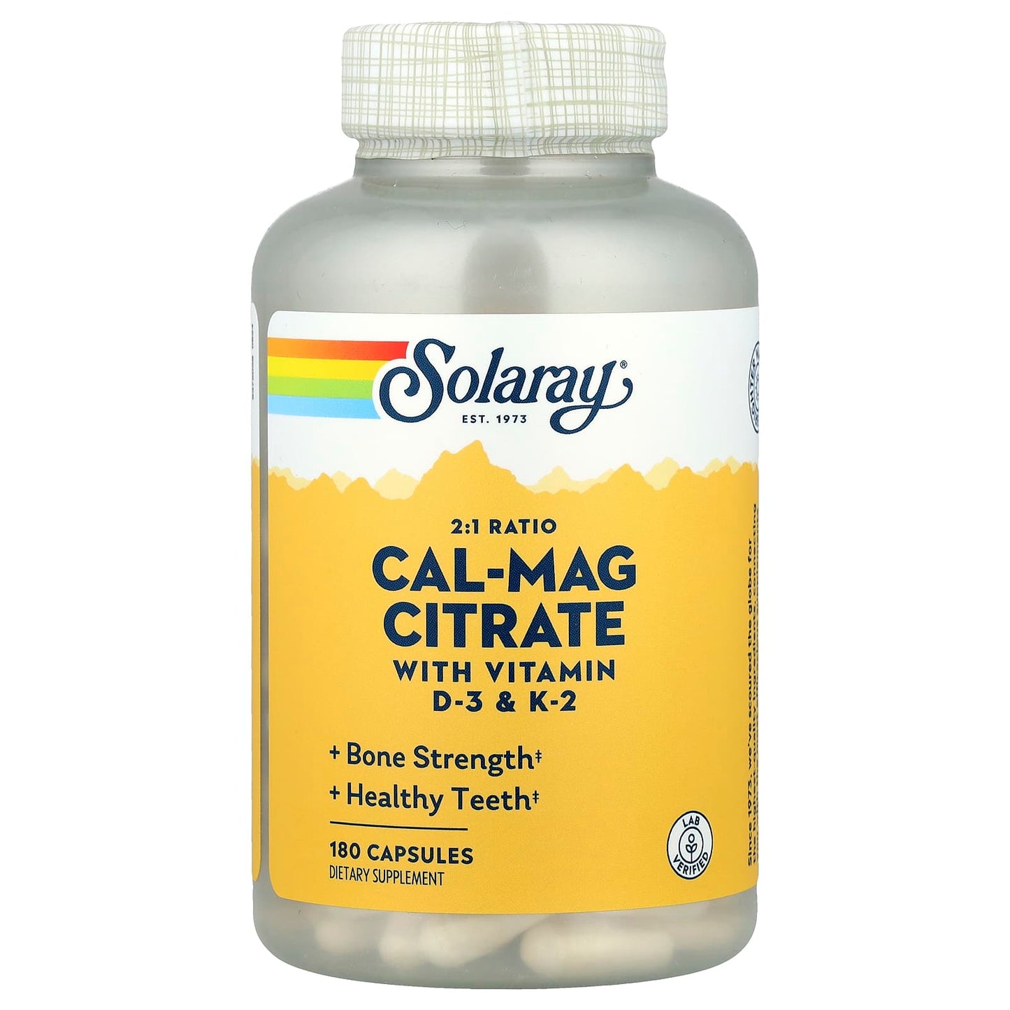 Solaray, Cal-Mag Citrate 2:1 Ratio, 180 Capsules - Image 1
