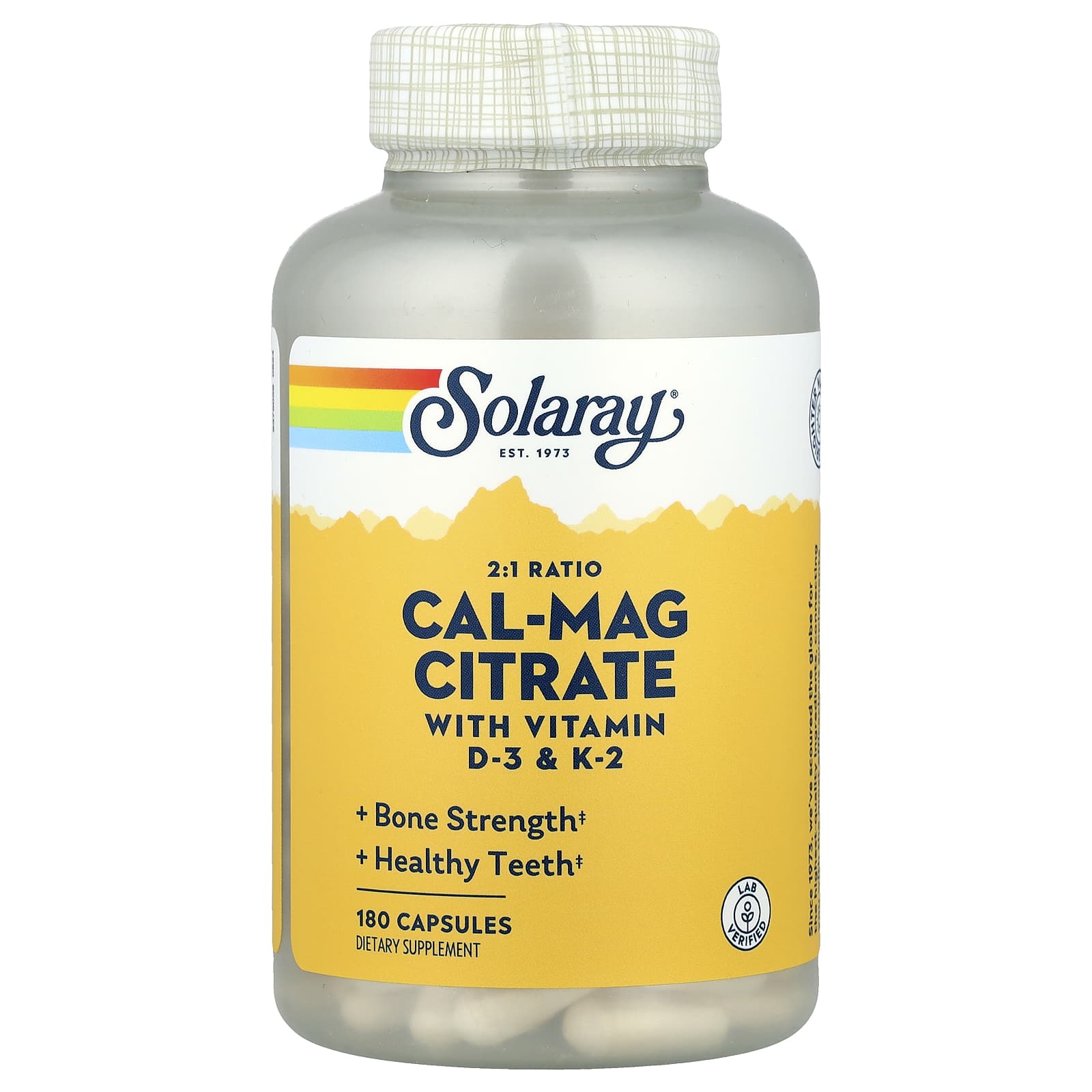 Solaray, Cal-Mag Citrate 2:1 Ratio, 180 Capsules - Image 1