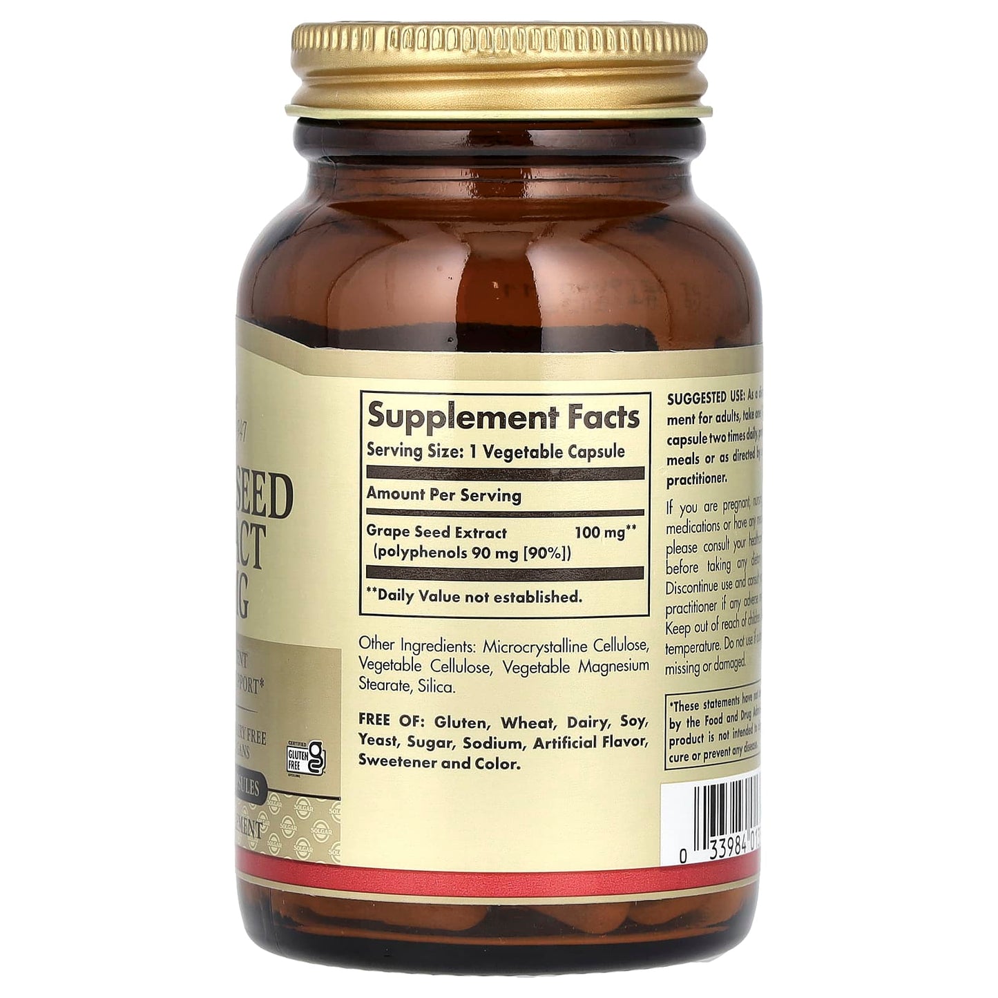 Solgar, Grape Seed Extract, 100 mg, 60 Vegetable Capsules - Image 2