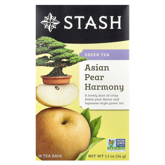 Stash Tea, Green Tea, Asian Pear Harmony, 18 Tea Bags, 1.1 oz (34 g) - Image 1