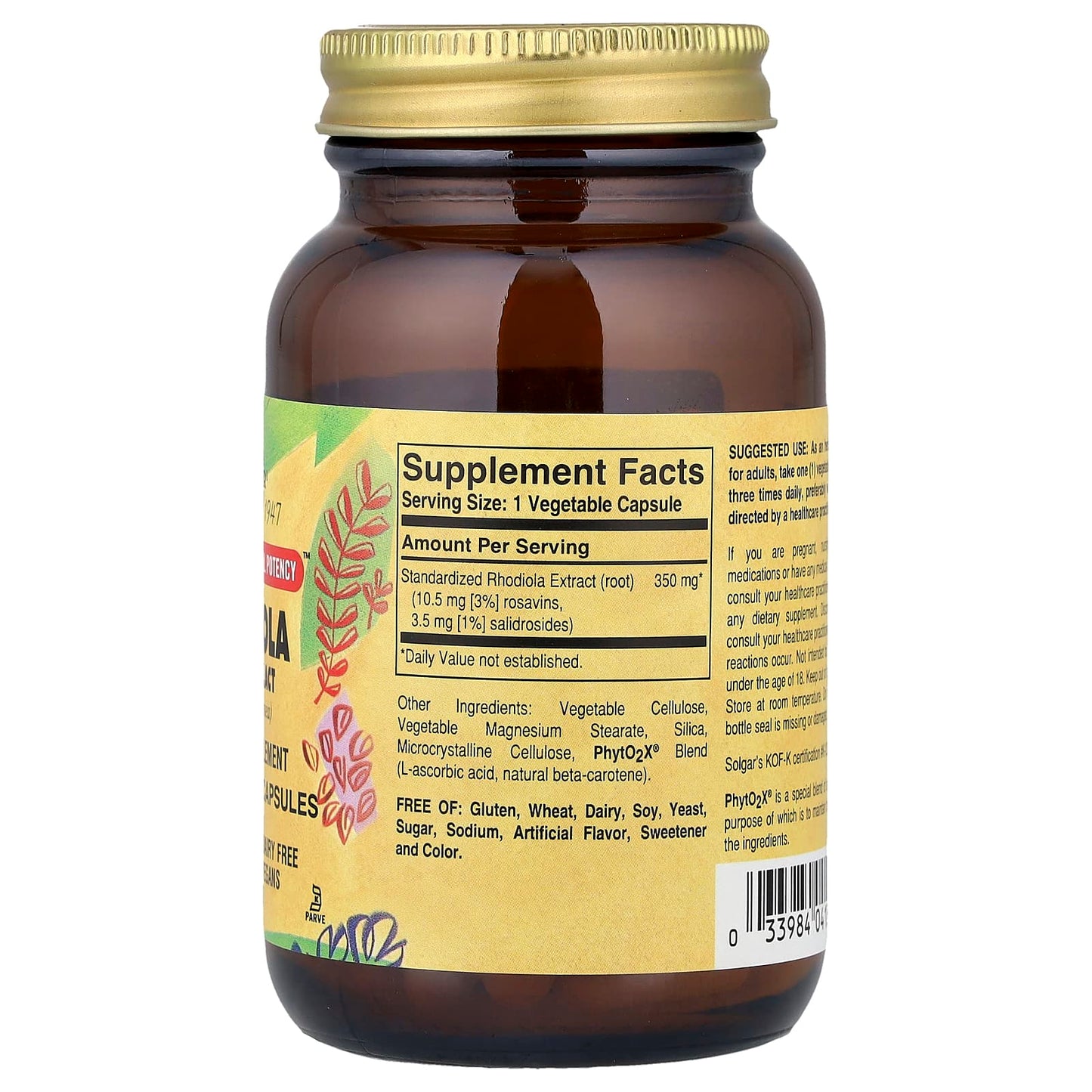Solgar, Rhodiola Root Extract, 60 Vegetable Capsules (350 mg per Capsule) - Image 2