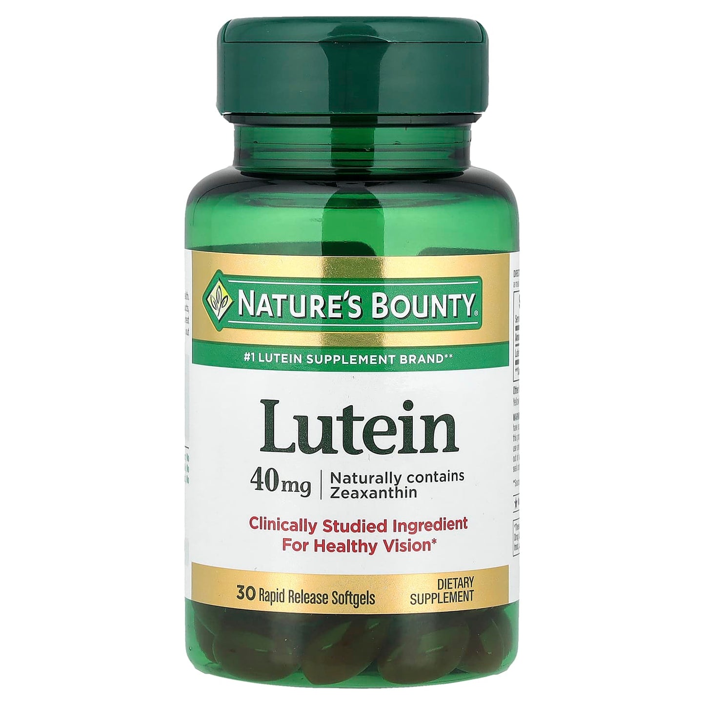Nature's Bounty, Lutein, 40 mg, 30 Rapid Release Softgels - Image 1