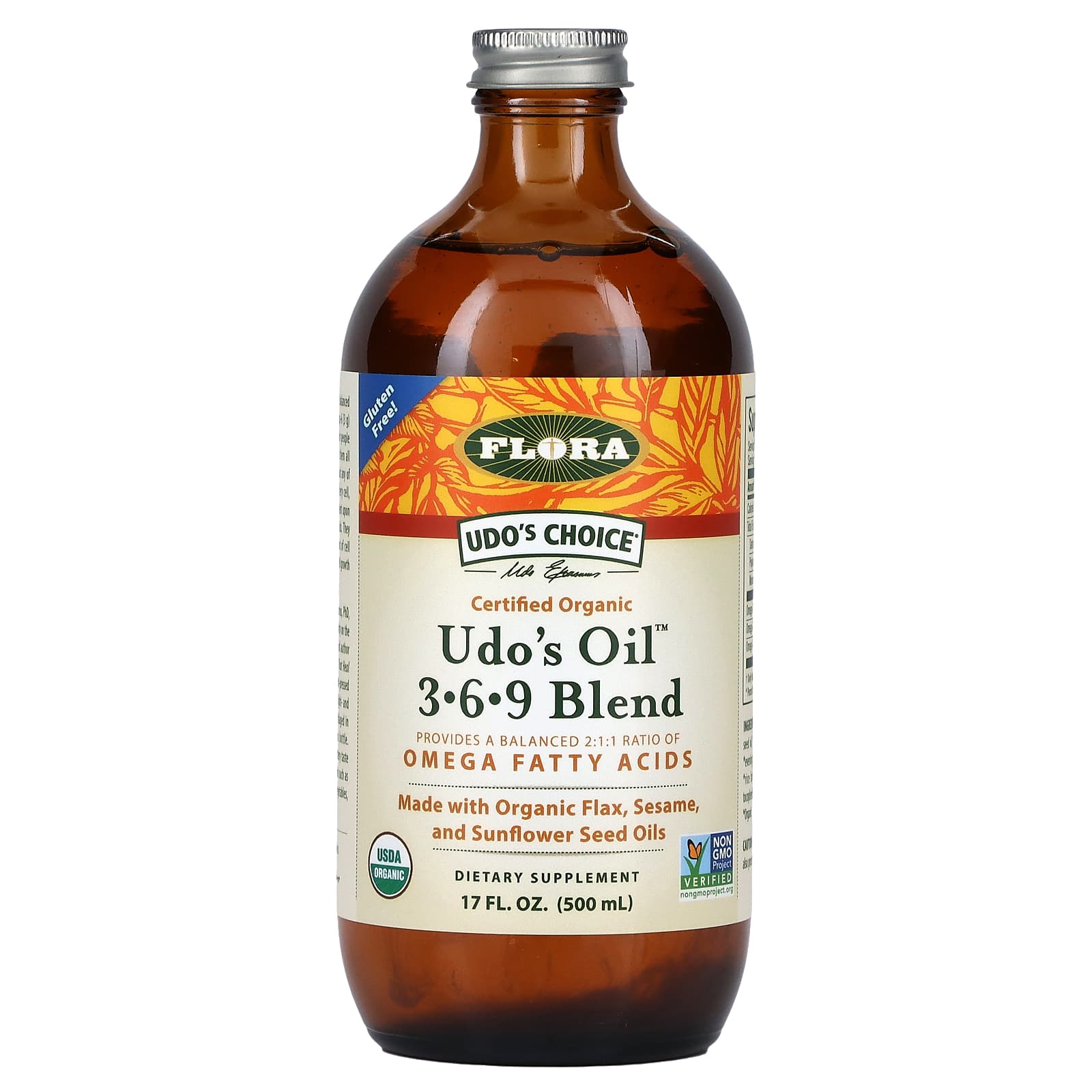 Flora Udo's Oil 3-6-9 Blend, USDA Organic, 17 fl oz - Image 1