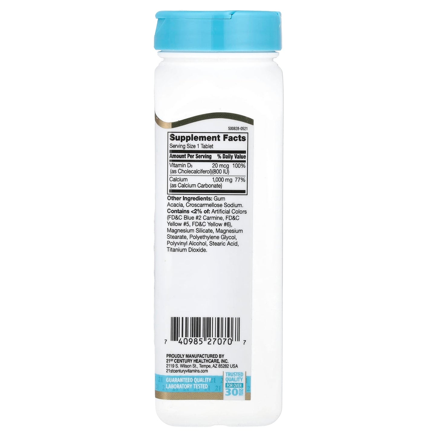 21st Century Calcium Plus D3 Bone Health Supplement 90 Tablets - Image 2