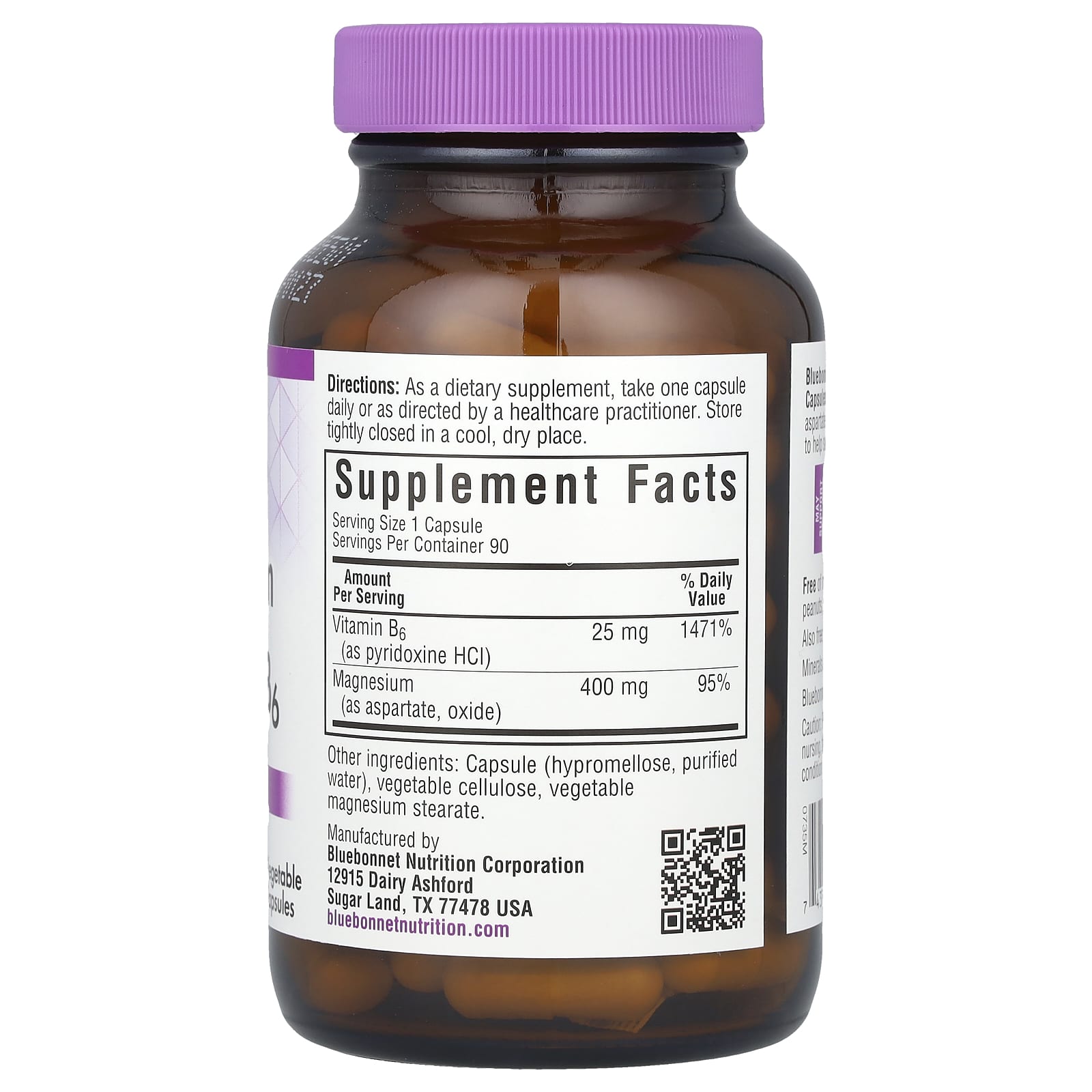 Bluebonnet Nutrition Magnesium & Vitamin B6 Capsules for Heart Health - Image 2