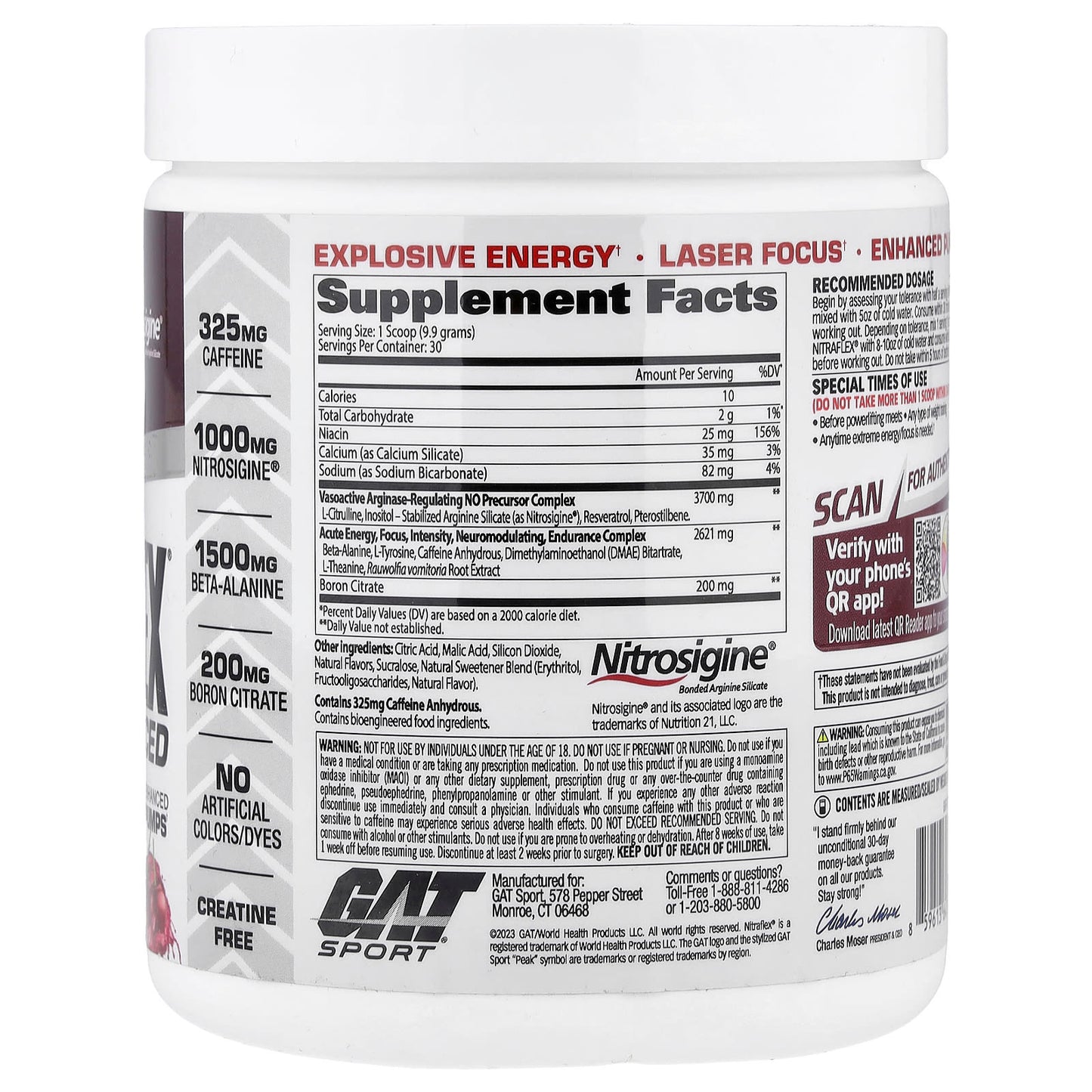 GAT Nitraflex Advanced Pre-Workout, Black Cherry, 10.5 oz - Image 2