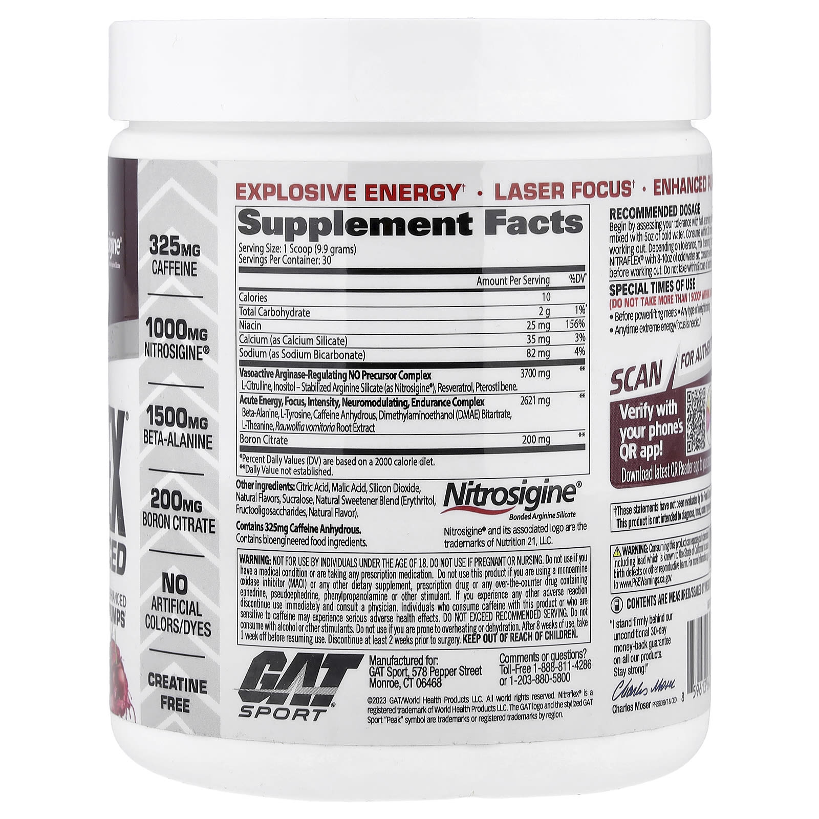 GAT Nitraflex Advanced Pre-Workout, Black Cherry, 10.5 oz - Image 2