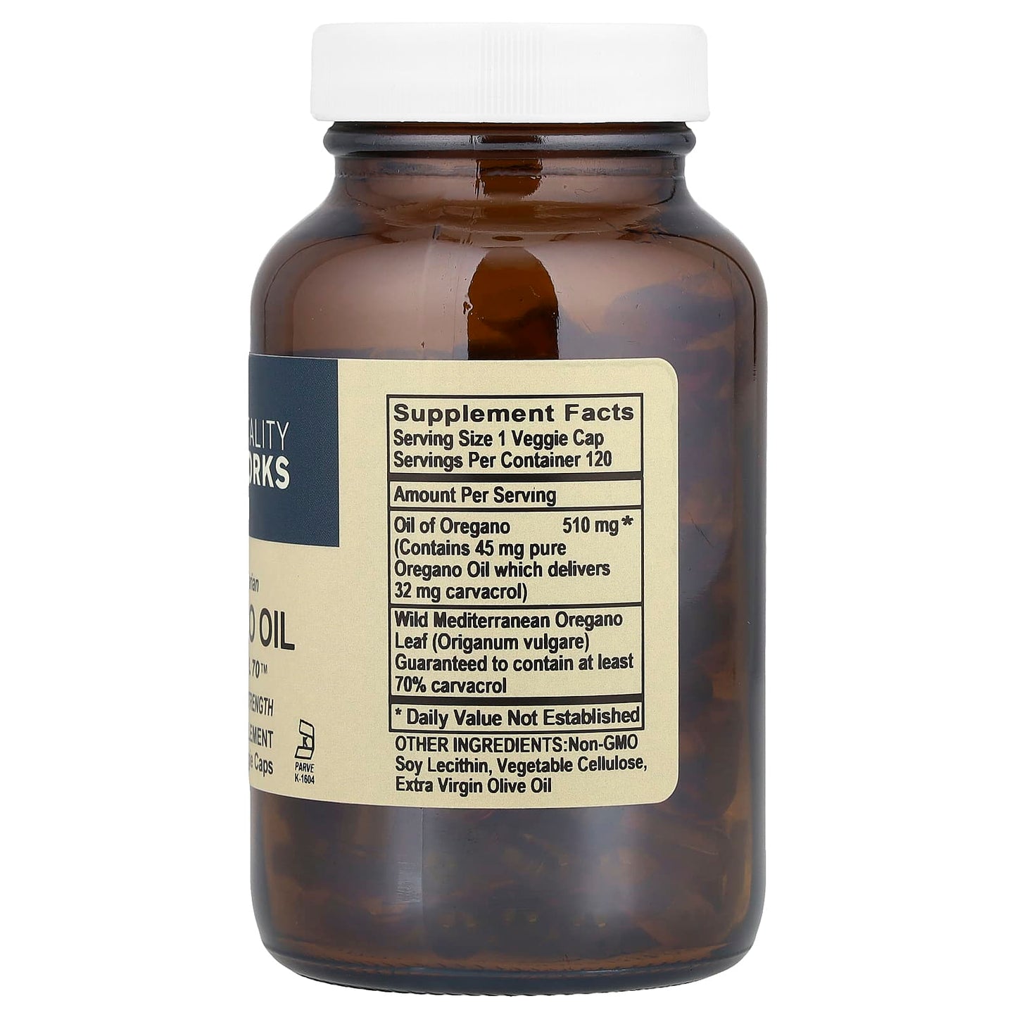 Vitality Works, Oregano Oil, Carvacrol 70™, 510 mg, 120 Liquid Veggie Caps