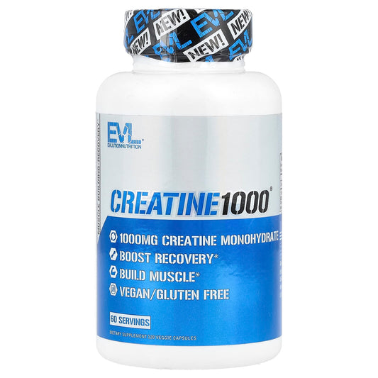 EVLution Nutrition Creatine 1000 for Strength & Recovery - 120 Capsules - Image 1