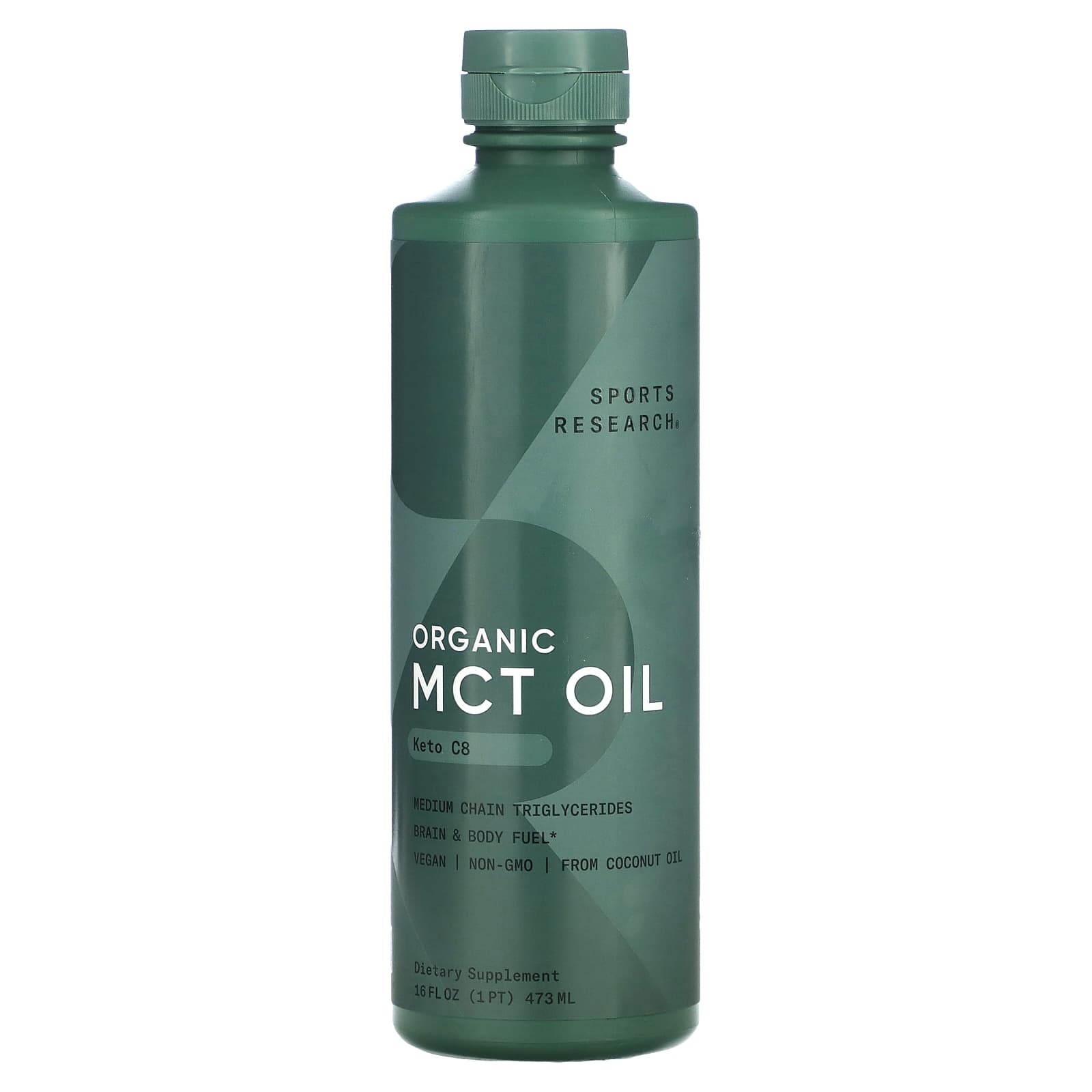 Sports Research, Organic MCT Oil, Keto C8, 16 fl oz (473 ml) - Image 1