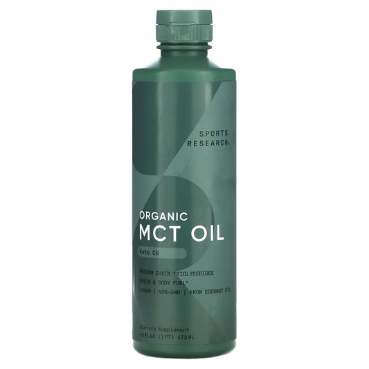 Sports Research, Organic MCT Oil, Keto C8, 16 fl oz (473 ml) - Image 1