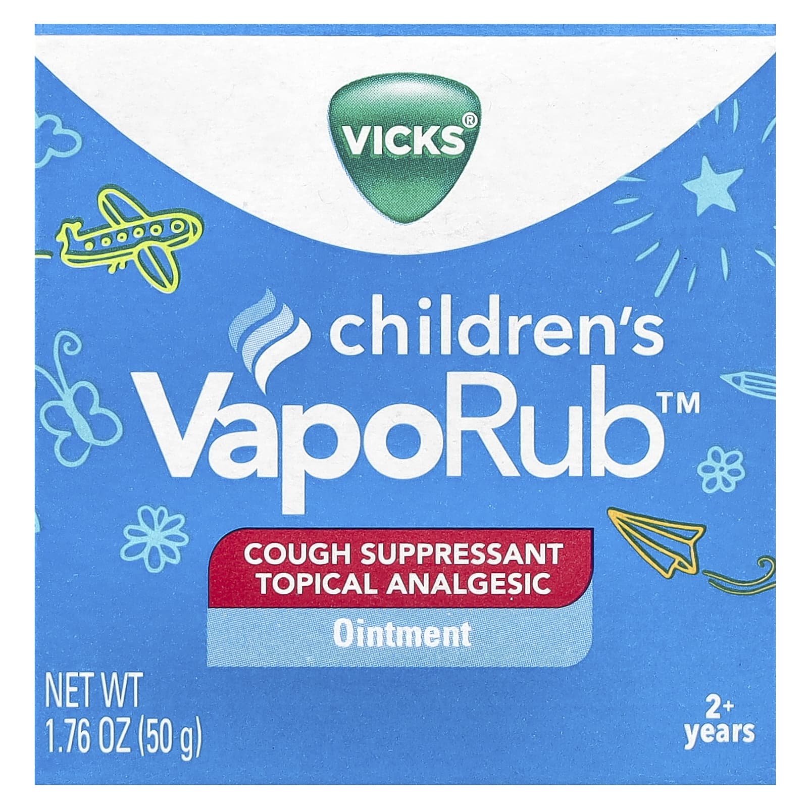 Vicks, Children's VapoRub™, Ointment, Cough Suppressant, 2+ Years, 1.76 oz (50 g)