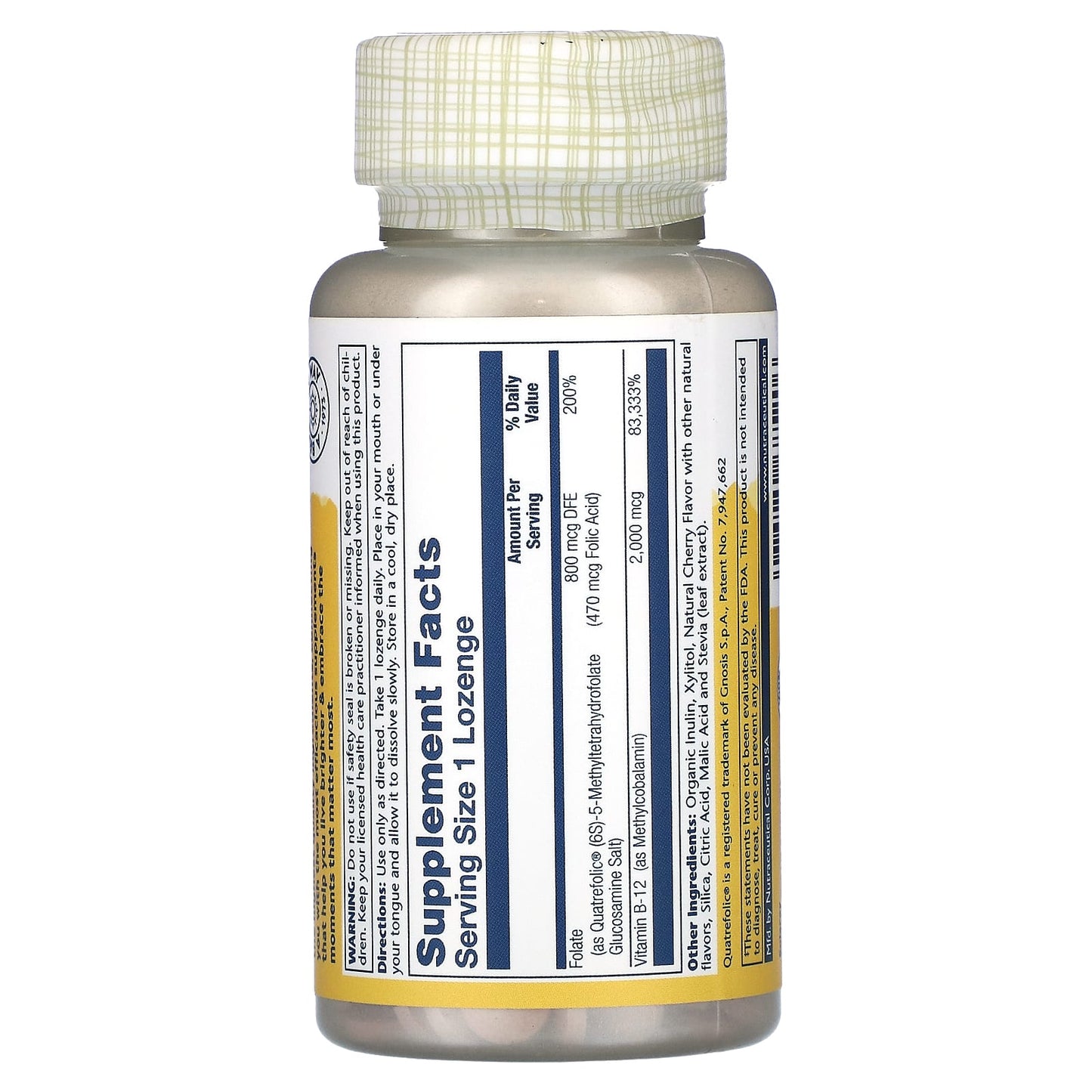 Solaray, Methyl B-12 Methyl Folate, Natural Cherry, 60 Lozenges - Image 2