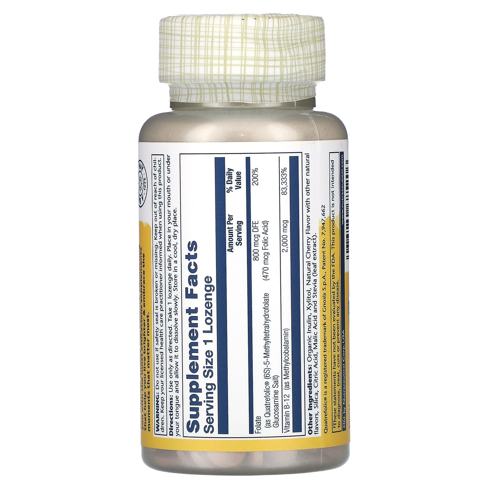 Solaray, Methyl B-12 Methyl Folate, Natural Cherry, 60 Lozenges - Image 2