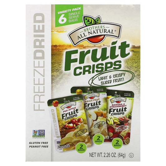 Brothers-All-Natural Freeze-Dried Fruit Crisps Variety Pack - 6 Single Serve Bags - Image 1