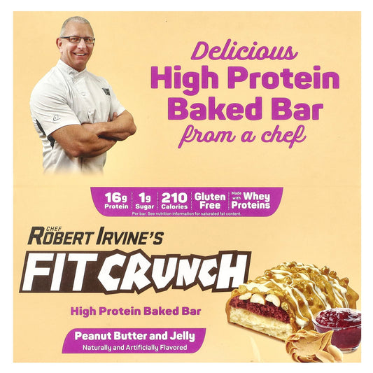 FITCRUNCH High Protein Baked Bar, Peanut Butter and Jelly, 9 Bars, 46g Each - Image 1