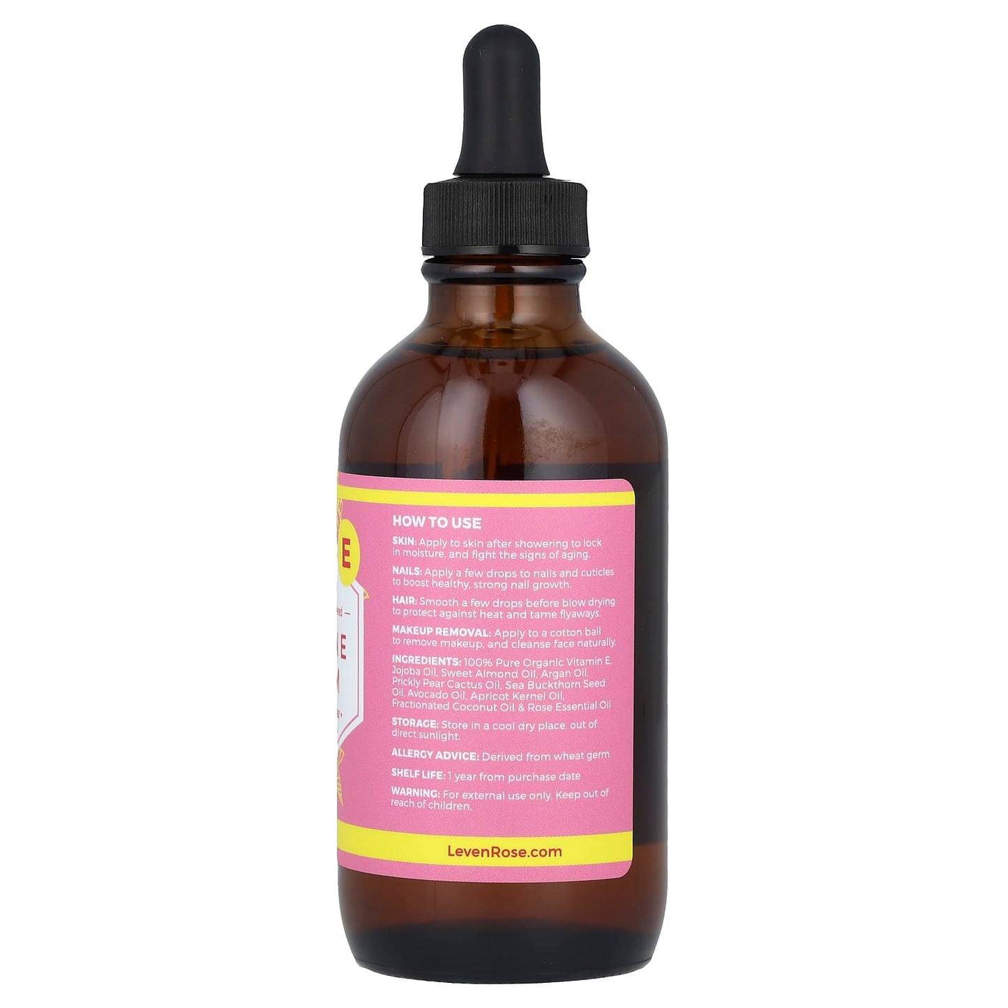 Leven Rose, 100% Nature Powered Vitamin E Serum, 4 fl oz (118 ml) - Image 2