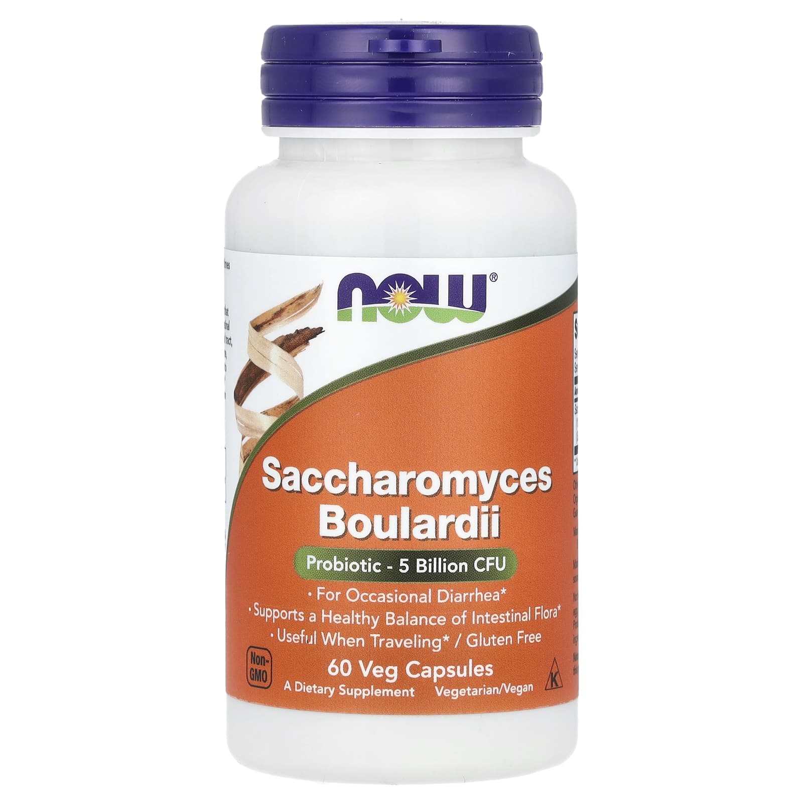 NOW Foods, Saccharomyces Boulardii, Probiotic , 5 Billion CFU, 60 Veg Capsules - Image 1