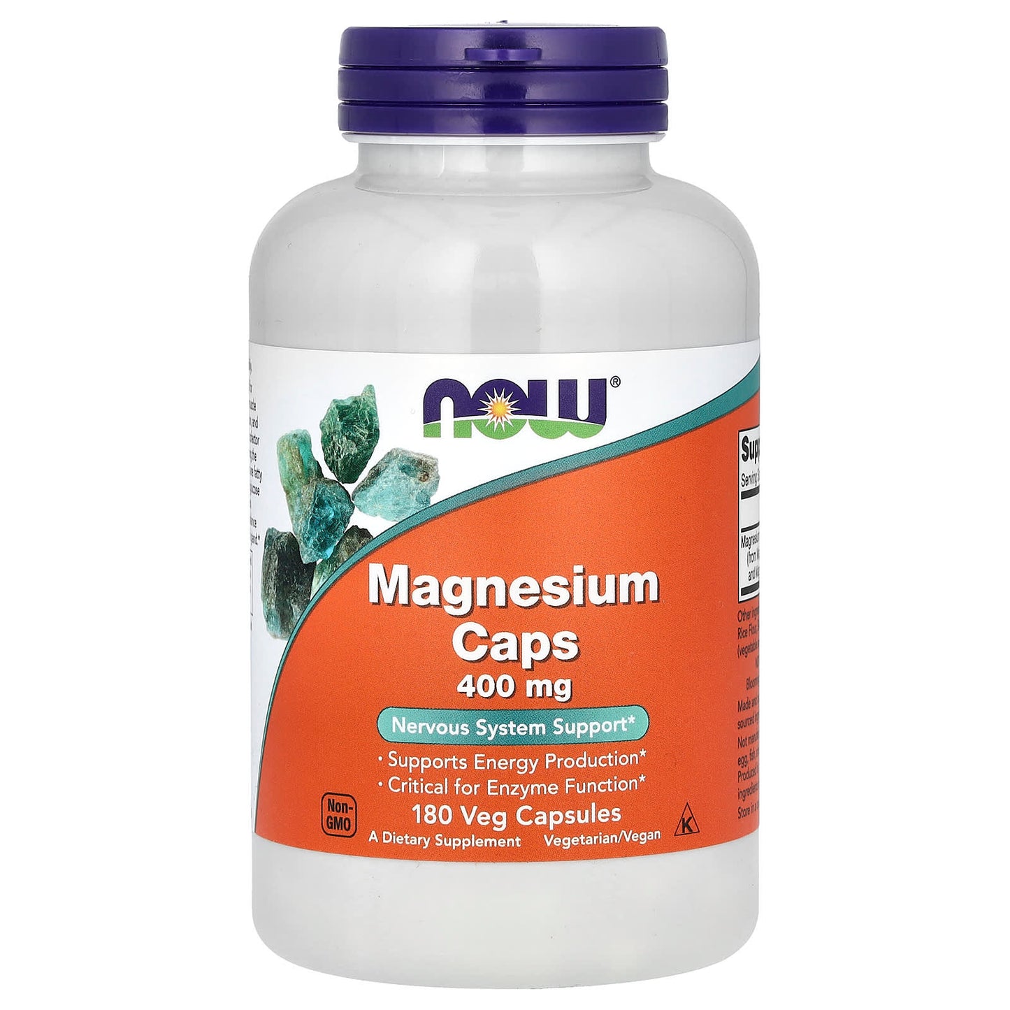 NOW Foods, Magnesium Caps, 400 mg, 180 Veg Capsules - Image 1