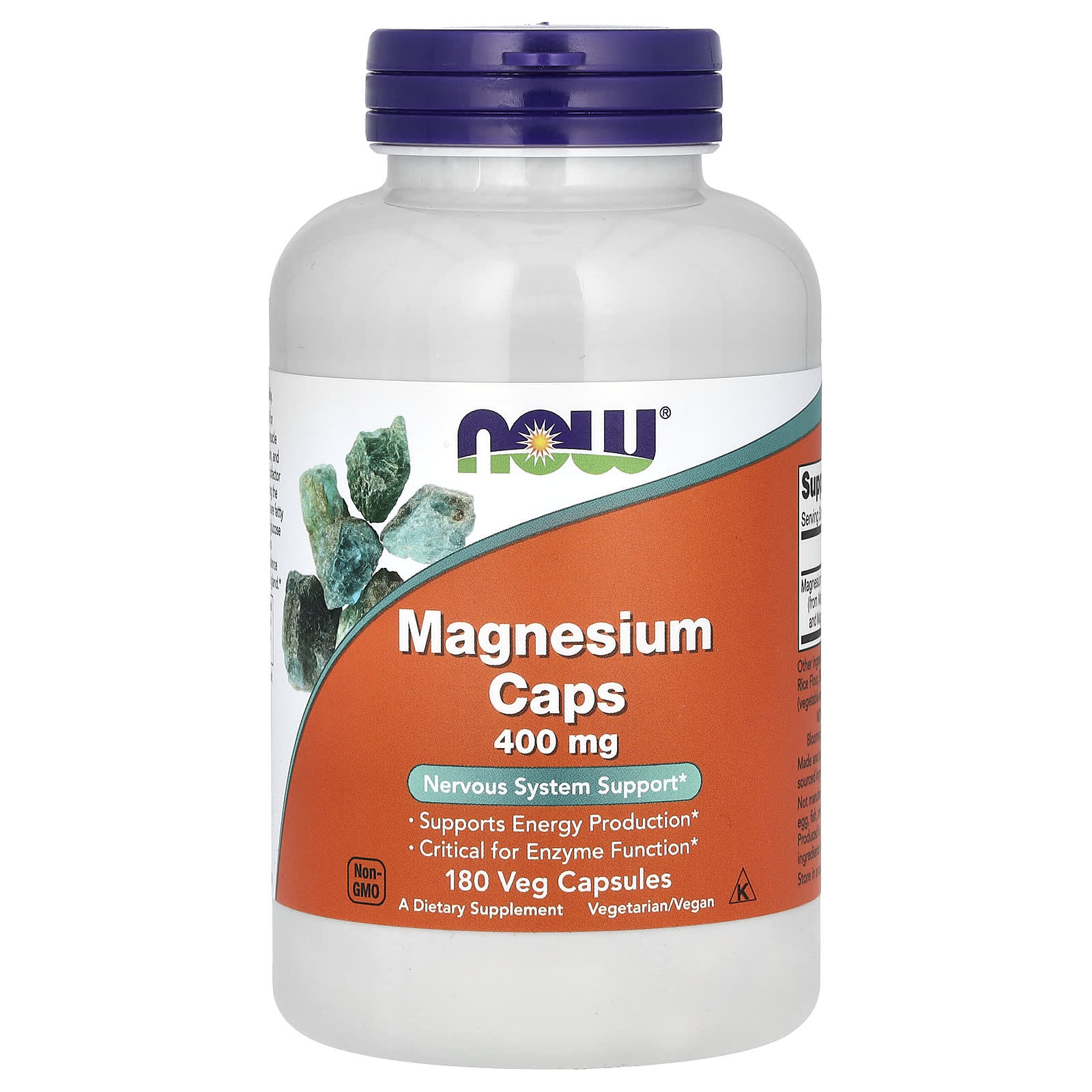 NOW Foods, Magnesium Caps, 400 mg, 180 Veg Capsules - Image 1