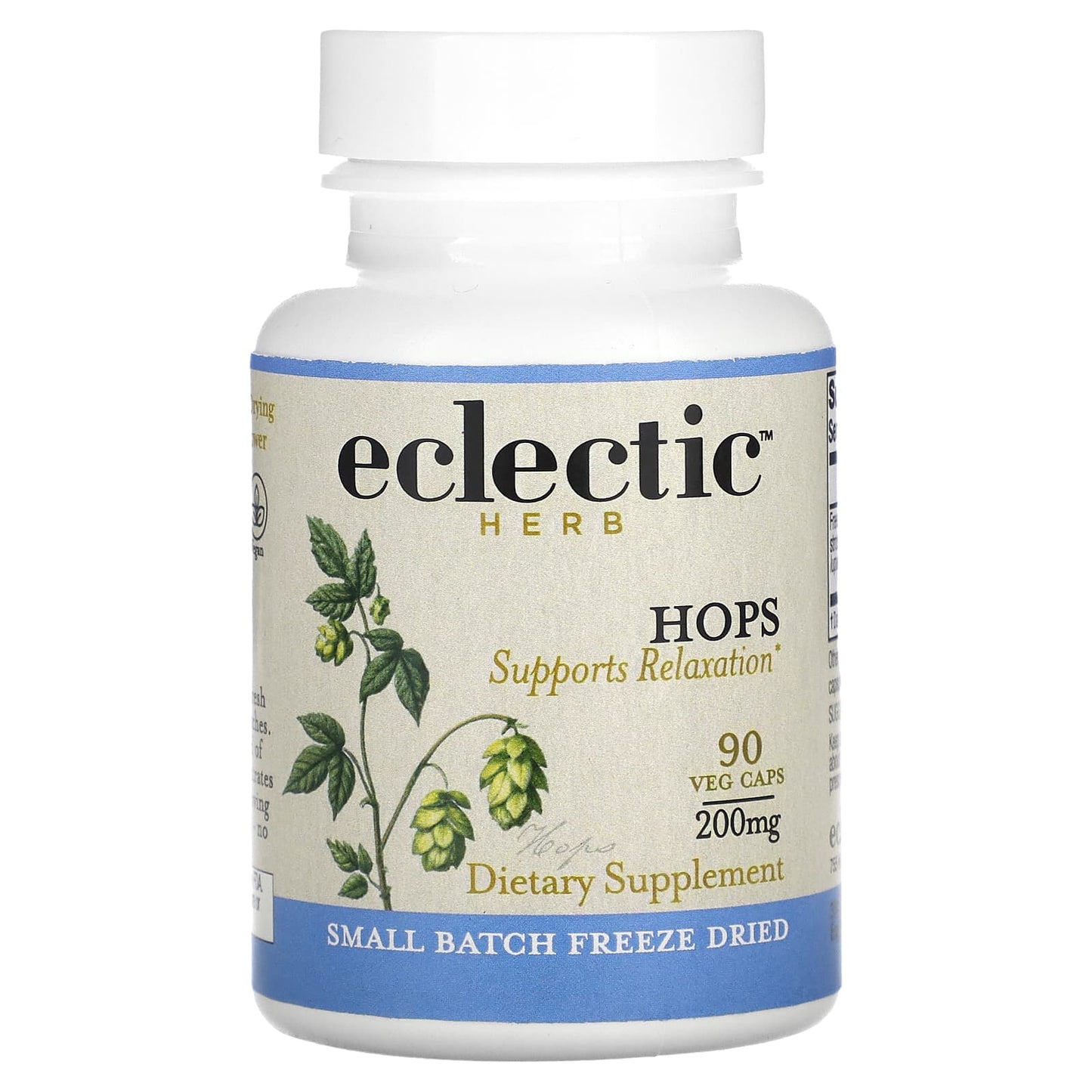 Freeze-Dried Hops Supplement for Relaxation & Stress Relief, 200mg, 90 Caps - Image 1