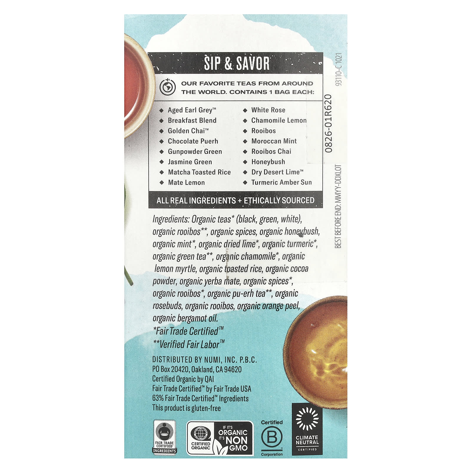 Numi Tea, Organic Teas & Herbal Teasans, Numi's Collection, 16 Non-GMO Tea Bags, 1.22 oz (34.7 g) - Image 2