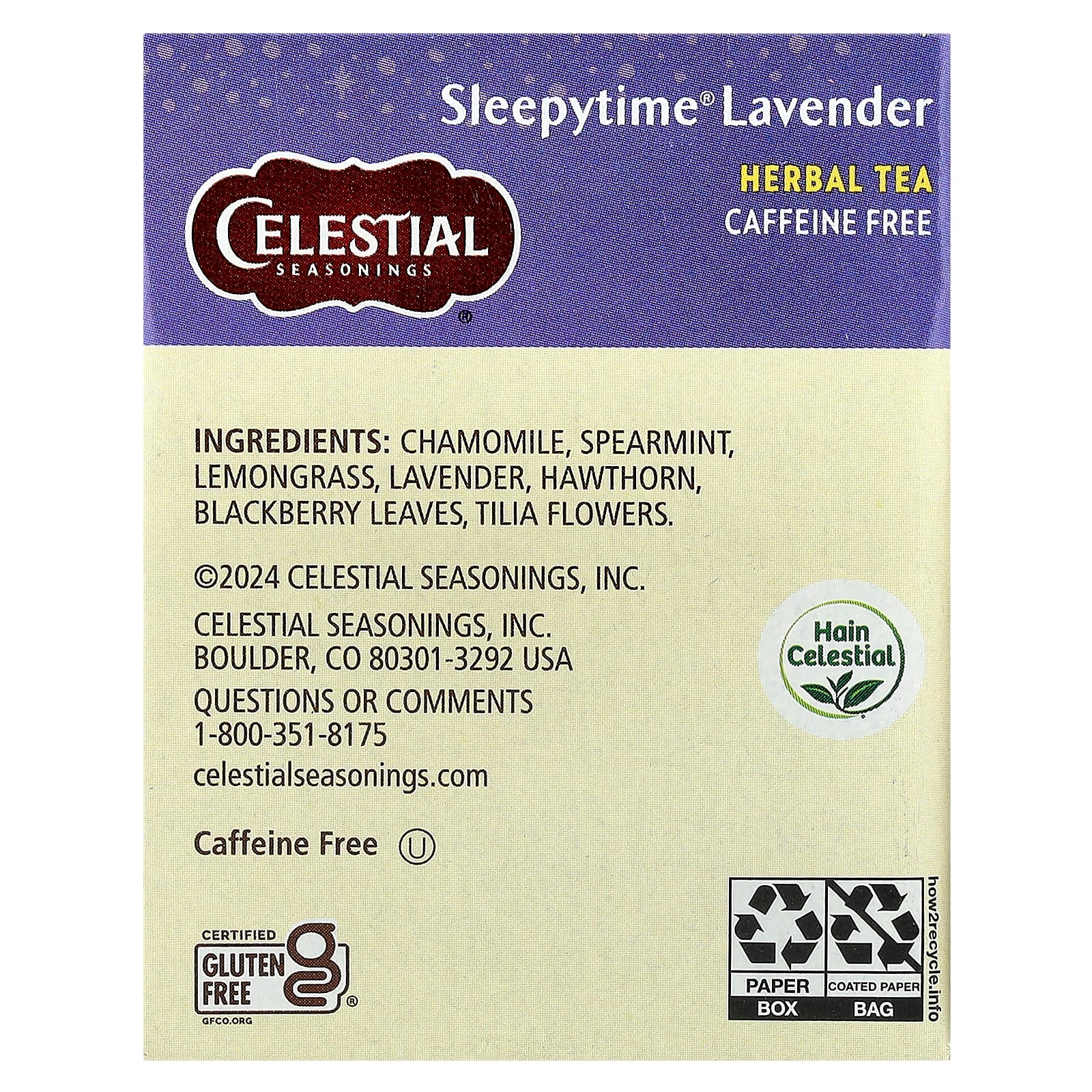 Celestial Seasonings Sleepytime Lavender Herbal Tea - Caffeine Free, 20 Tea Bags - Image 2
