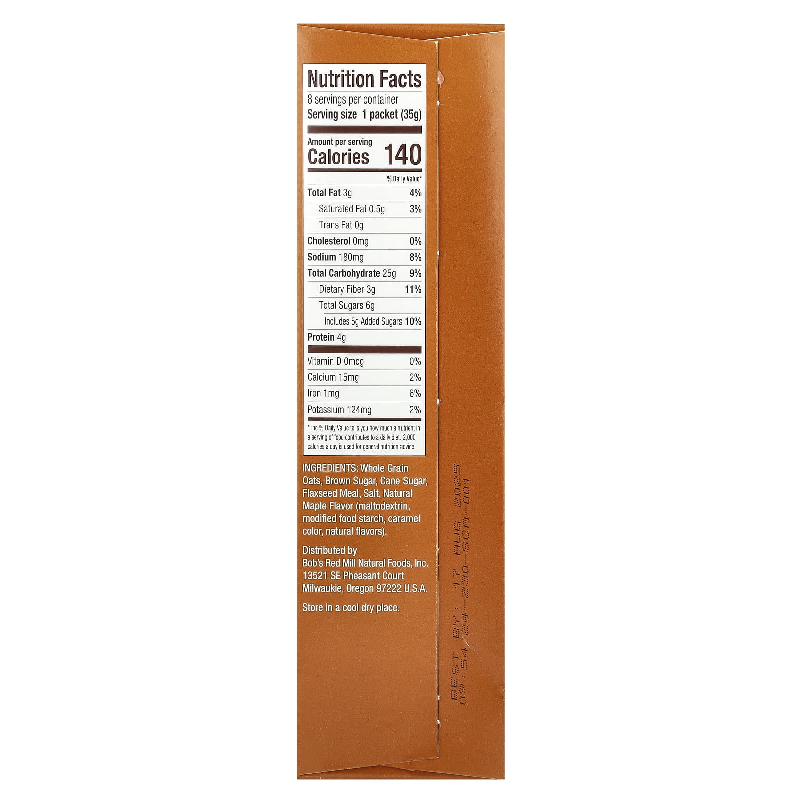 Bob's Red Mill Gluten-Free Instant Oatmeal, Brown Sugar & Maple - Image 2